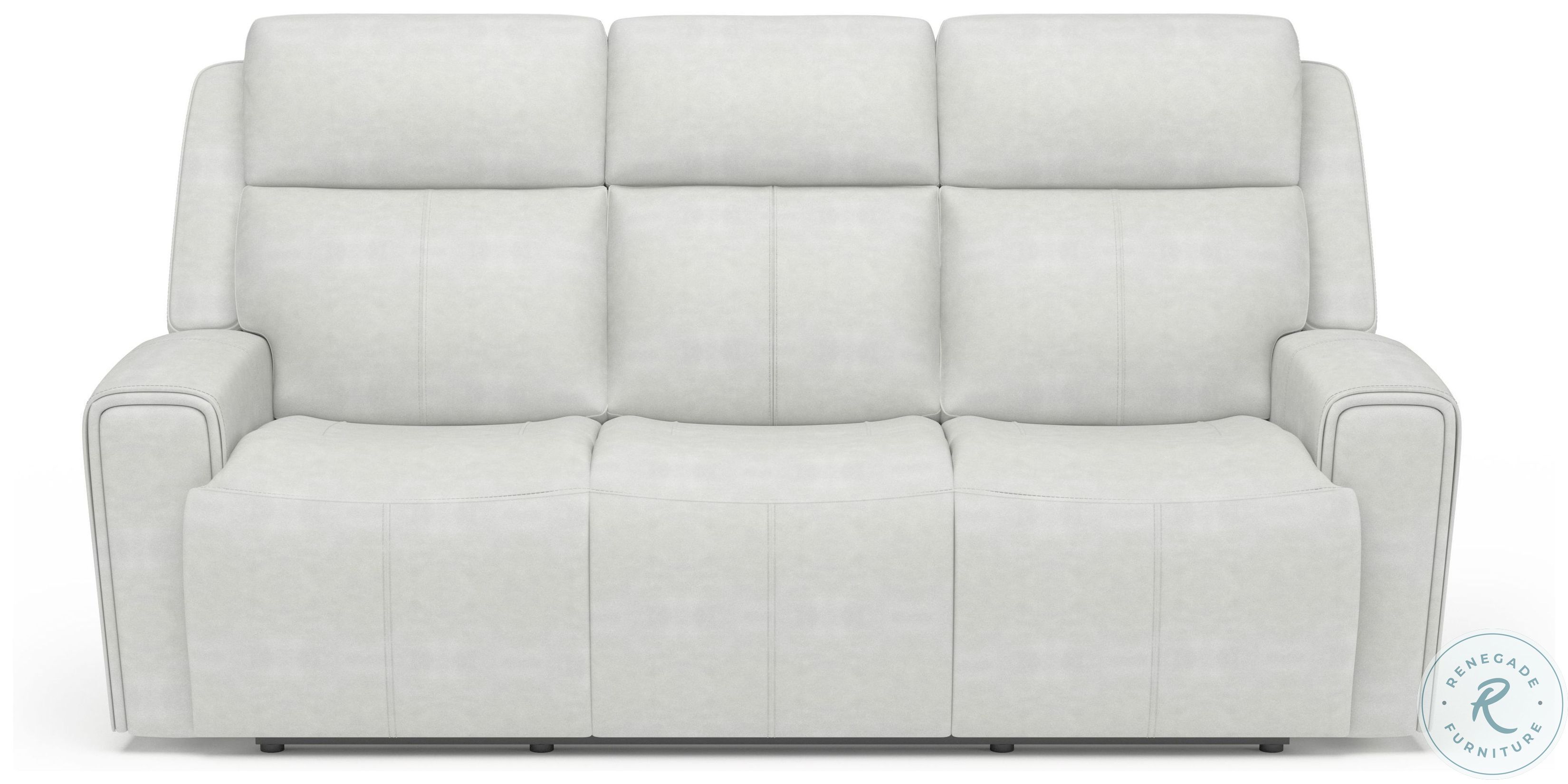 Cream Leather Power Reclining Sofa with Power Headrest and