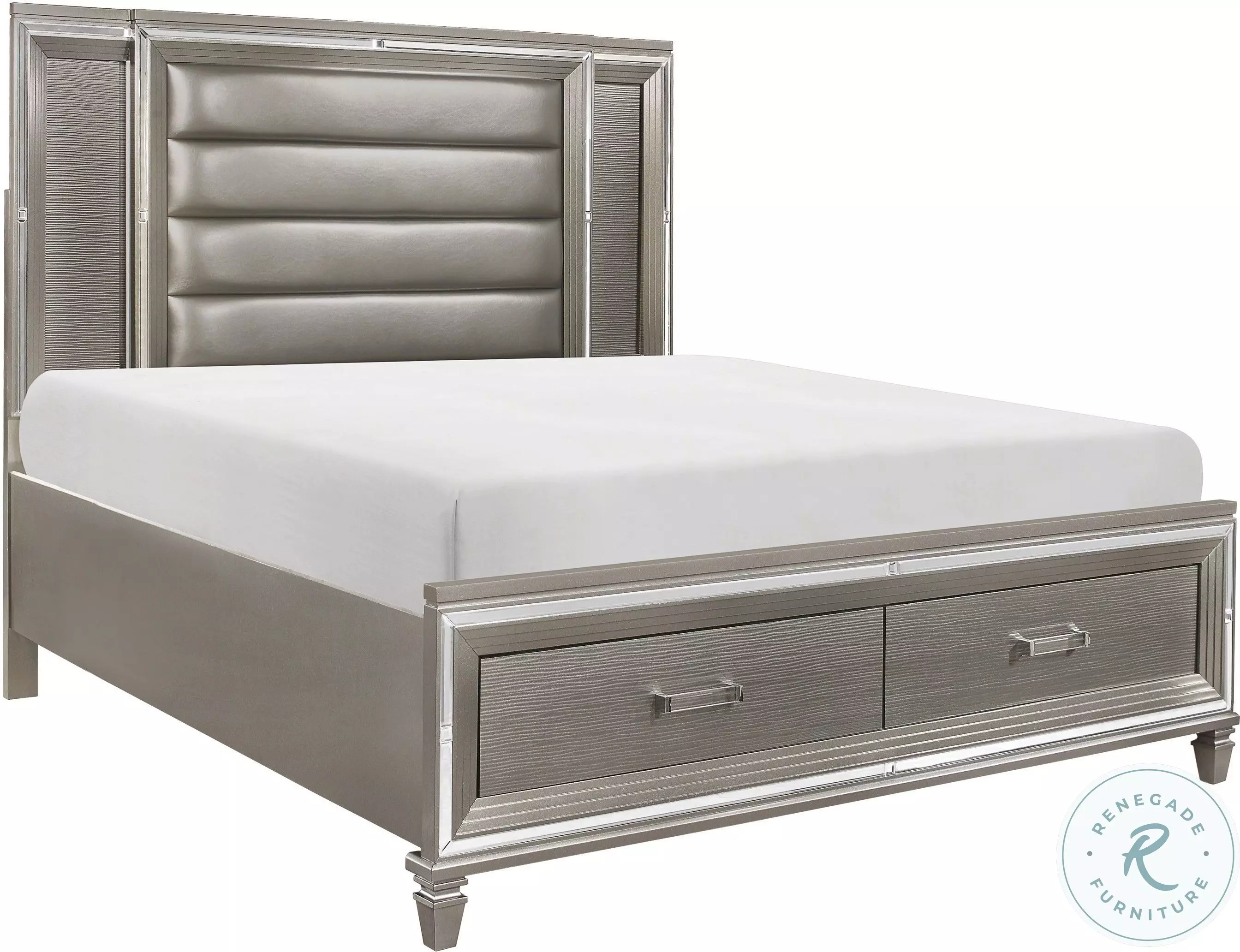 Tamsin Silver Gray Metallic Storage Platform Bedroom Set