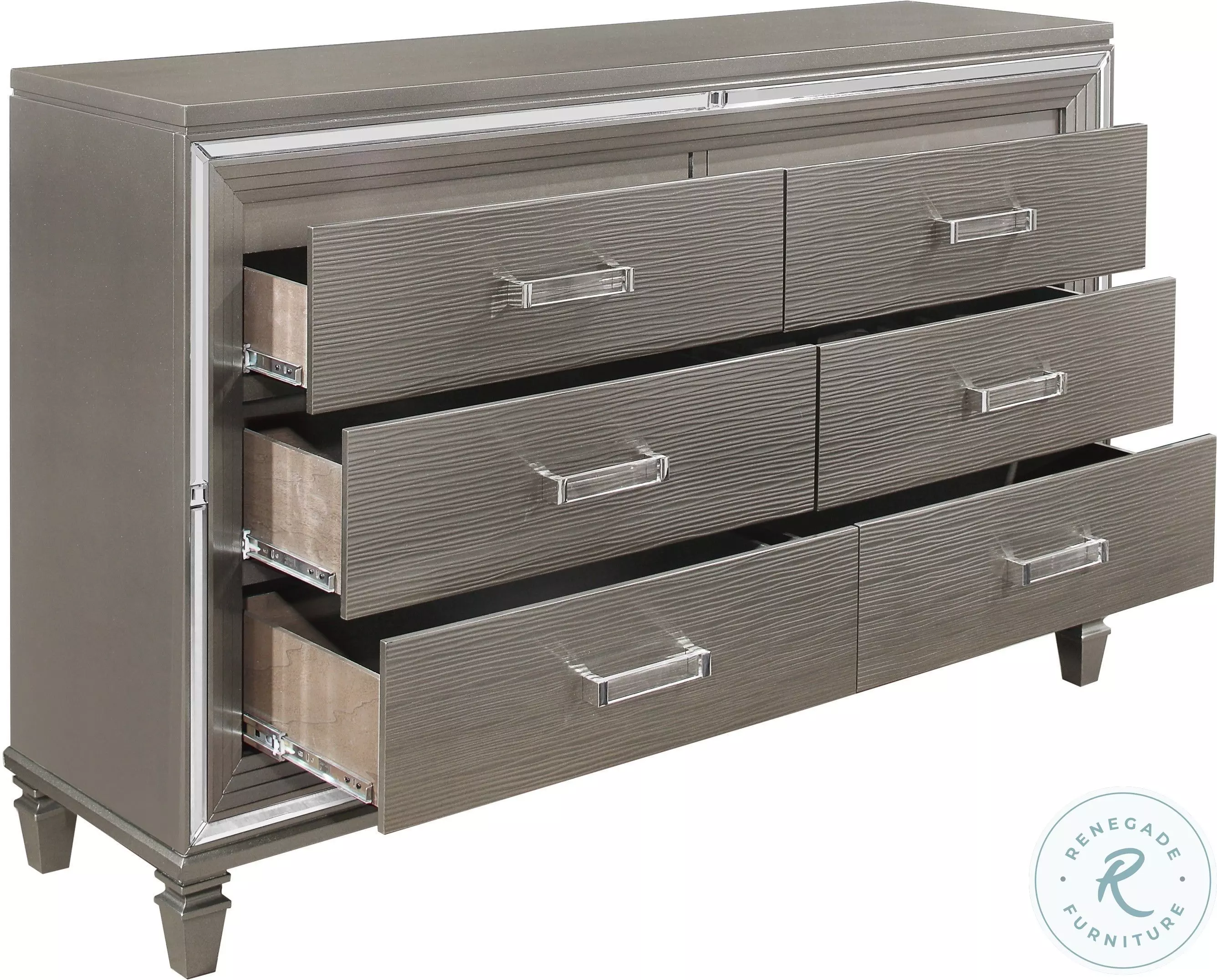 Tamsin Silver Gray Metallic Storage Platform Bedroom Set