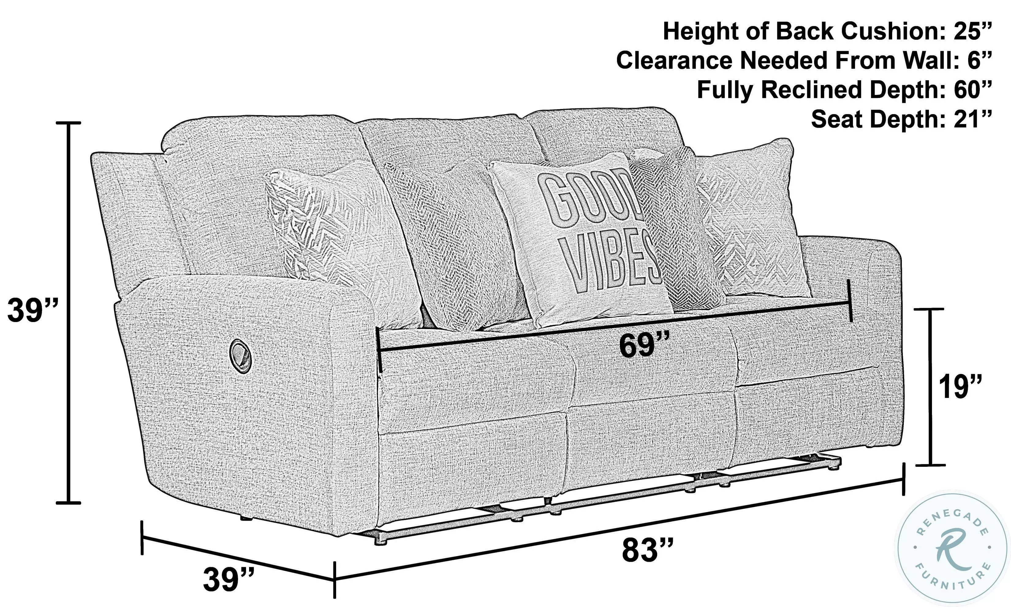 Calvin Putty Power Reclining 83" Sofa