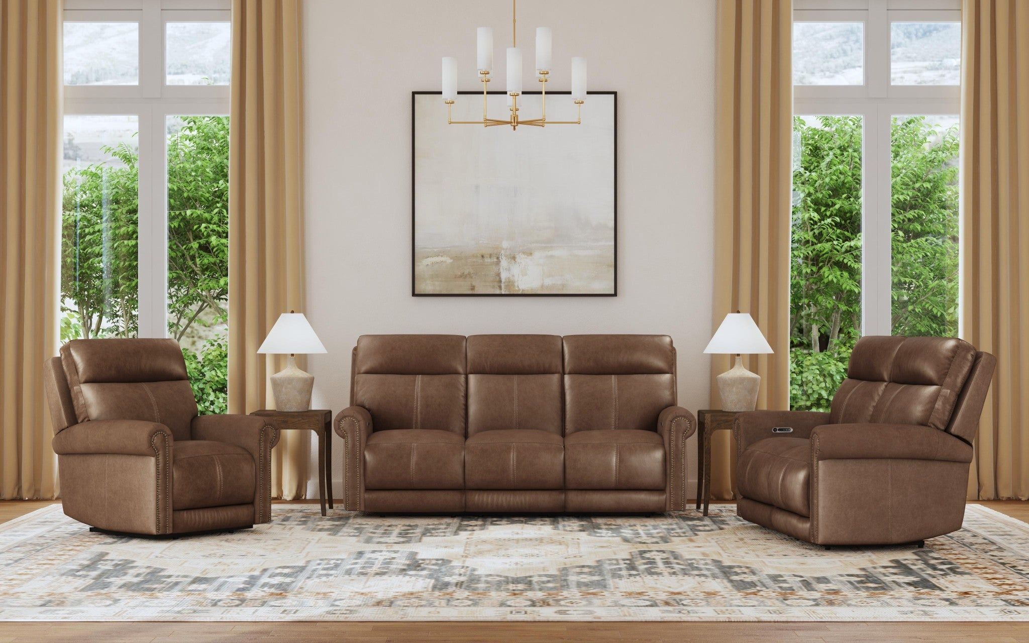 Alexander Weathered Khaki Brown Leather Zero Gravity Triple Power