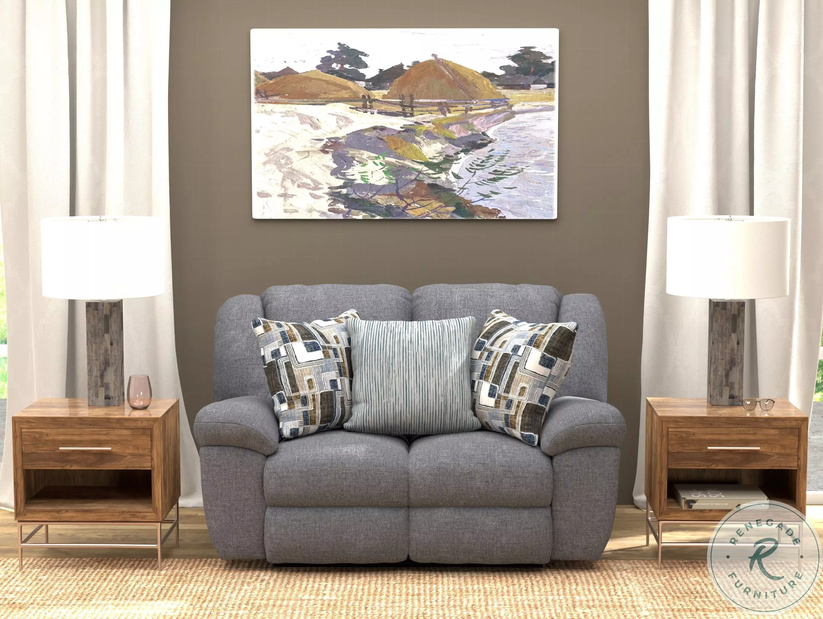 Trifecta Smoke Dual Rocking Reclining Loveseat From Catnapper