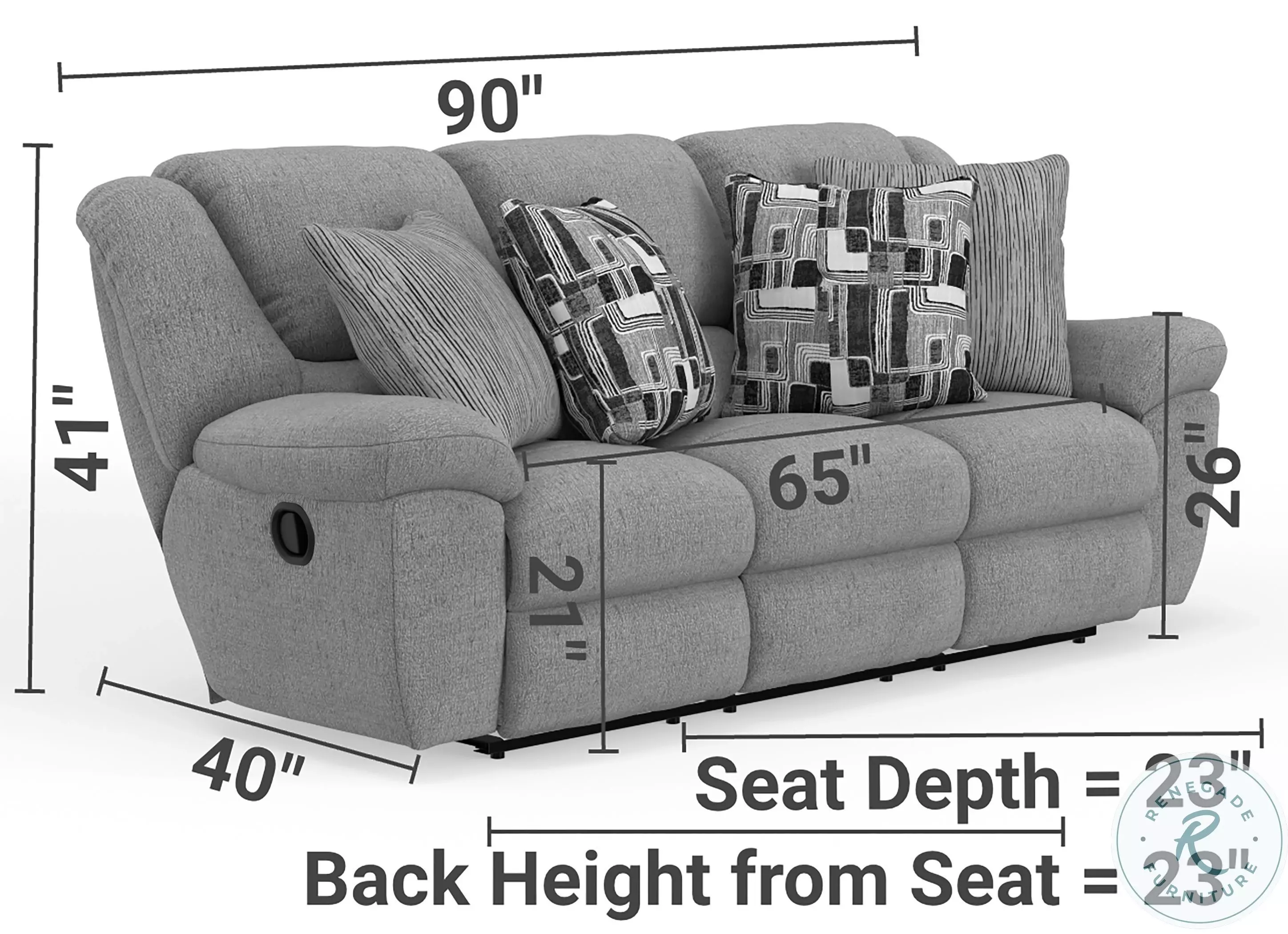 Trifecta Smoke Reclining 90" Sofa with Drop Down Table