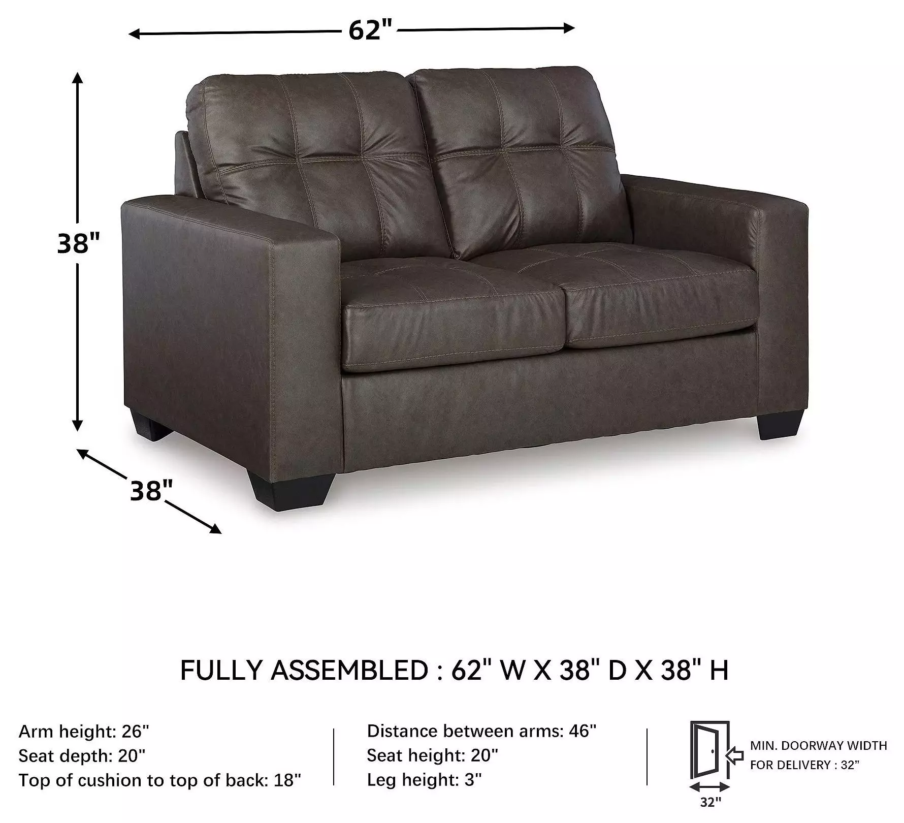 Barlin Mills Umber 62" Loveseat