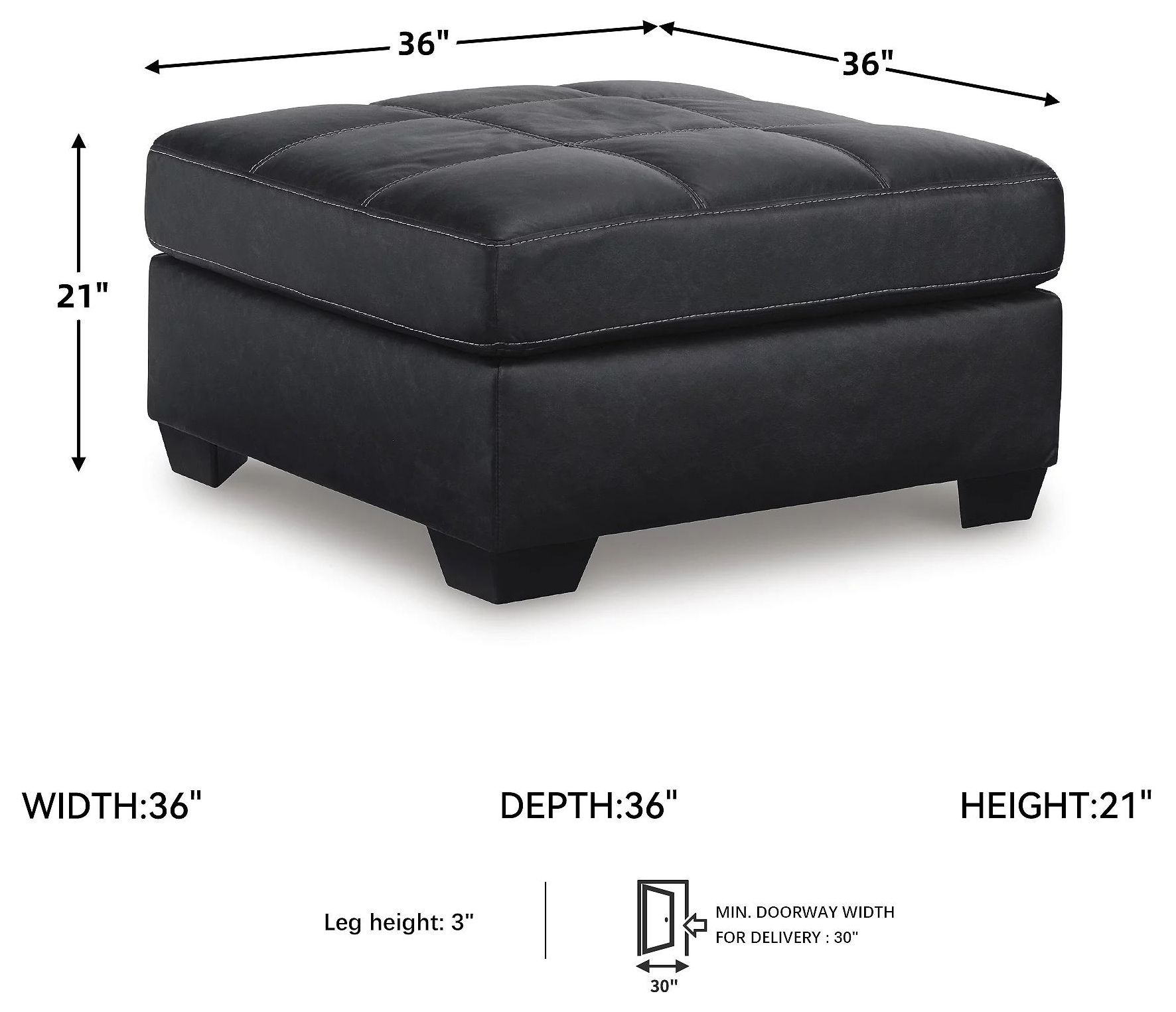 Barlin Mills Carbon Oversized Accent Ottoman