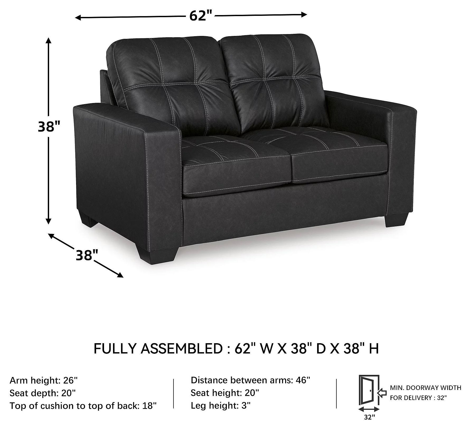Barlin Mills Carbon Loveseat