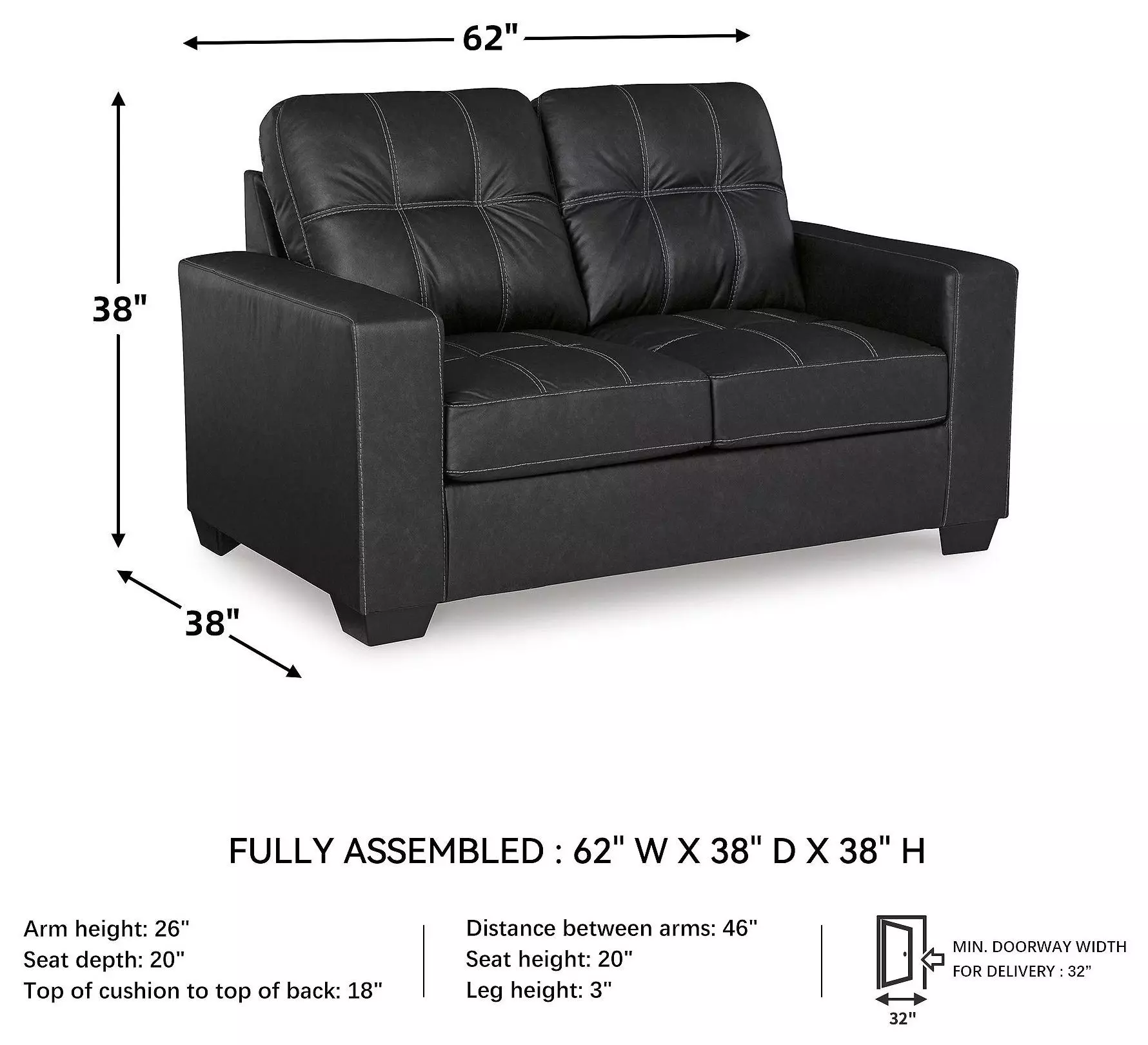 Barlin Mills Carbon 62" Loveseat