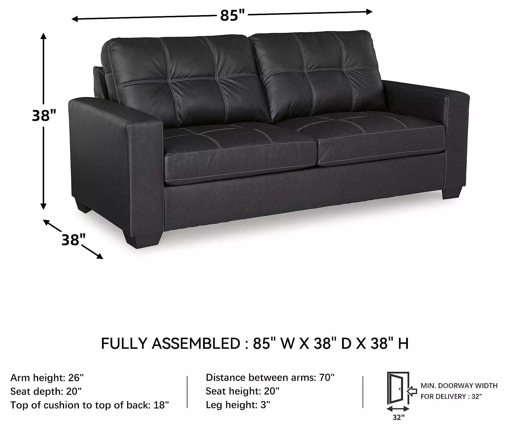Barlin Mills Carbon 85" Sofa