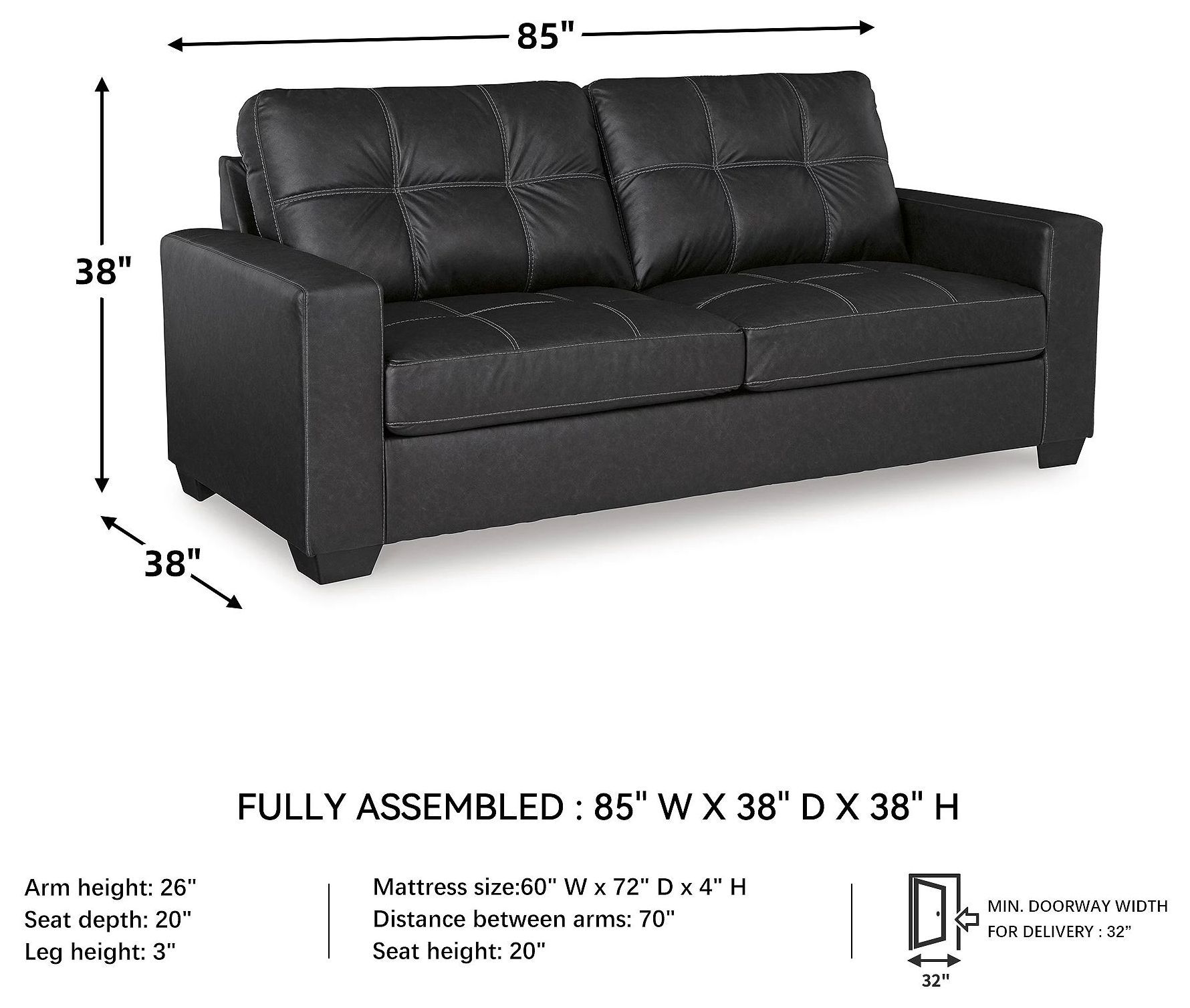 Barlin Mills Carbon Queen Sofa Sleeper