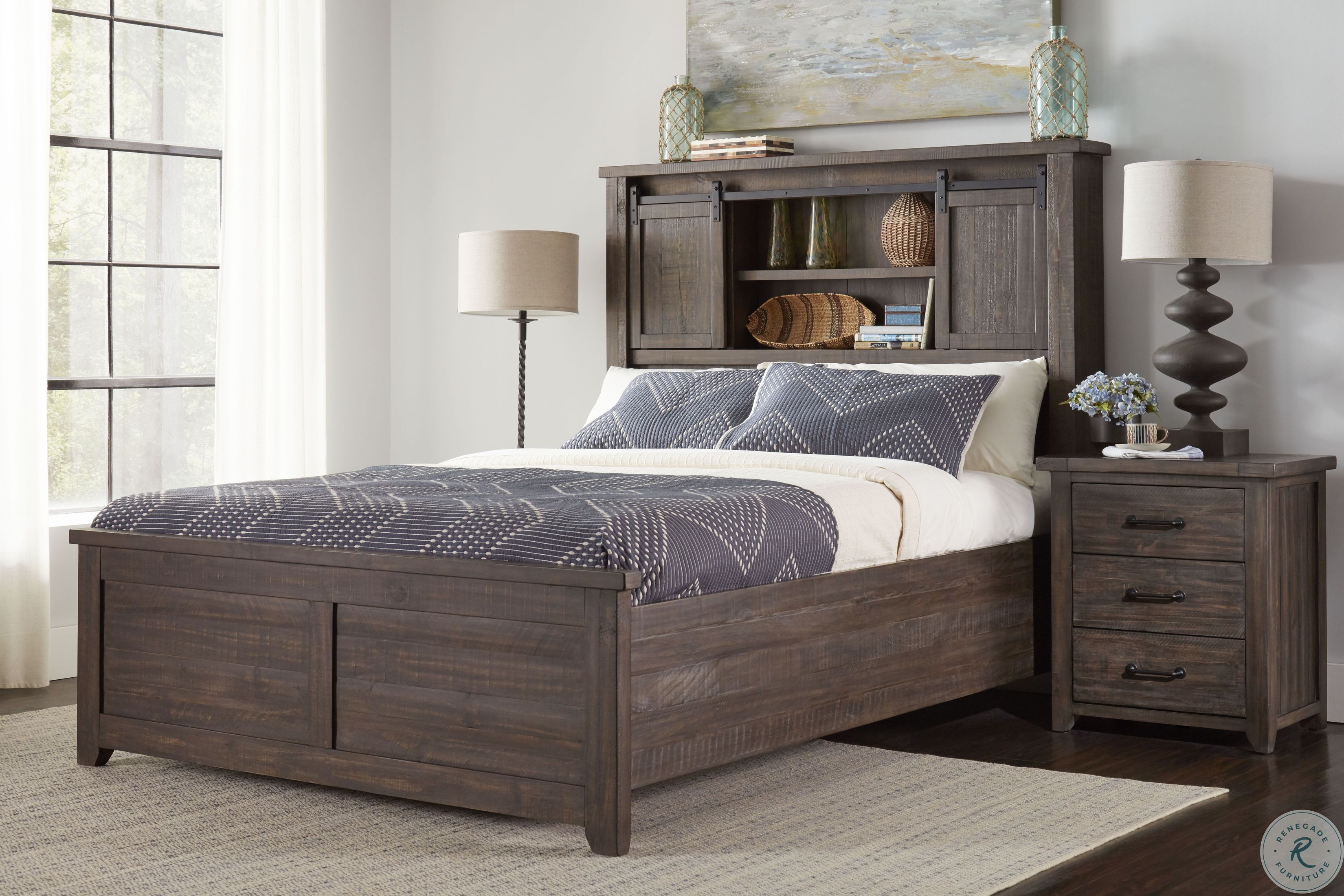 Madison County Barnwood Barn Door Storage Panel Bedroom Set from Jofran