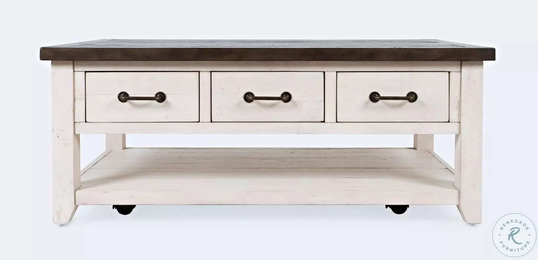 Madison County Vintage White 3 Drawer Cocktail Table From Jofran