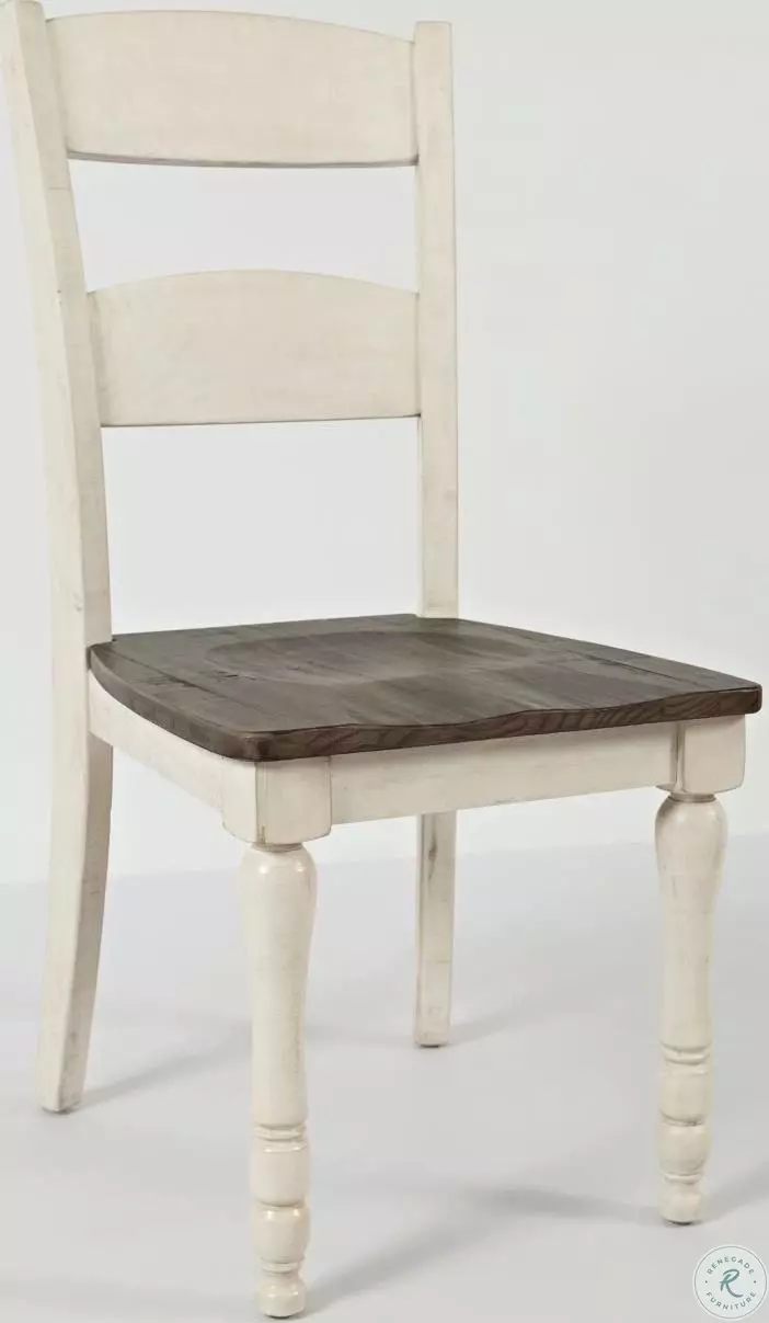 Madison County Vintage White Ladder Back Side Chair Set of 2 From