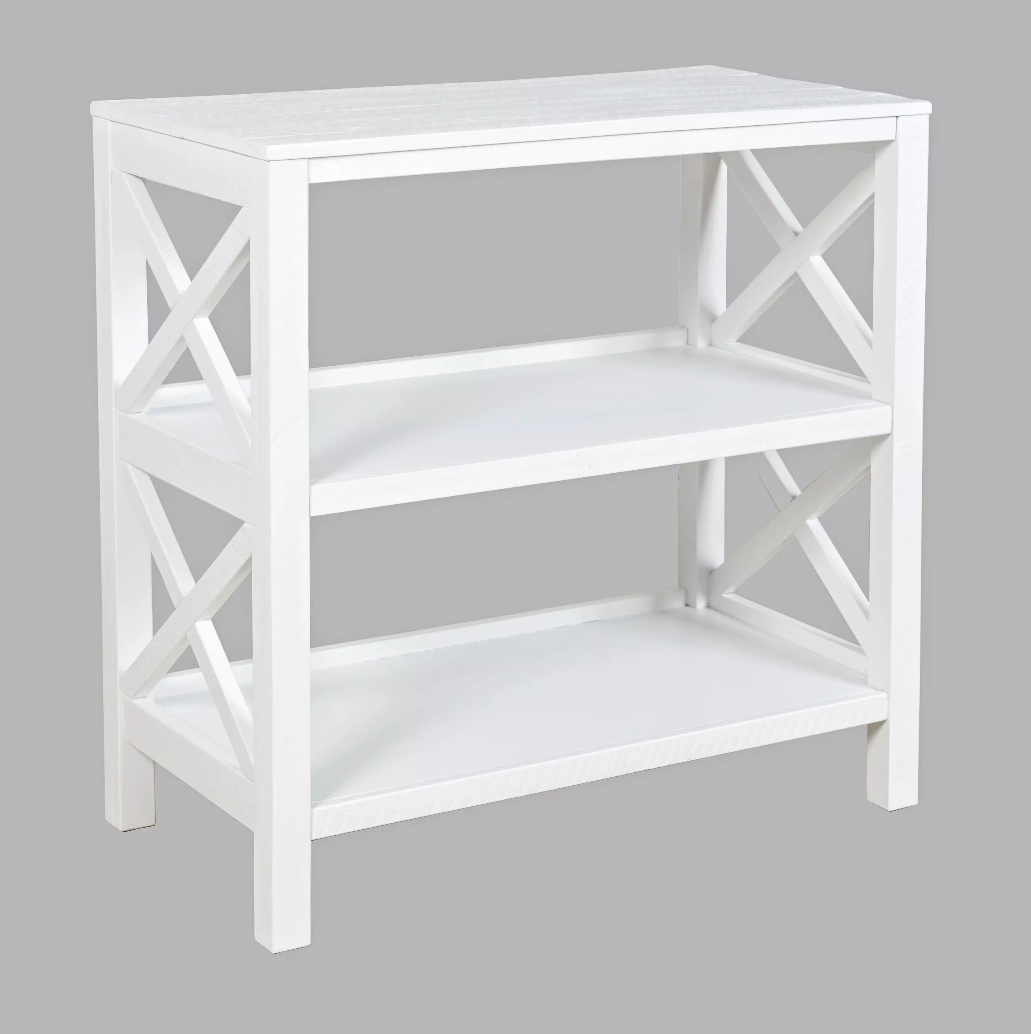 Jofran Bridgehampton X-Side Rustic Solid Wood Bookcase - White