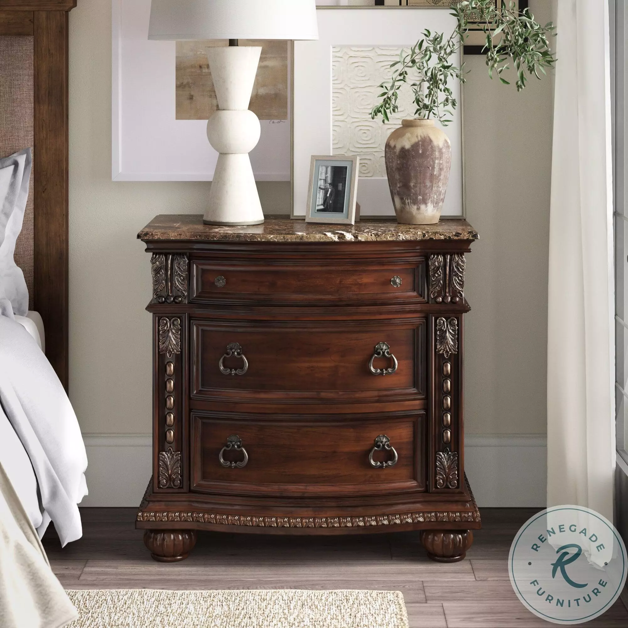 Cavalier Dark Cherry Nightstand from Homelegance | Coleman Furniture
