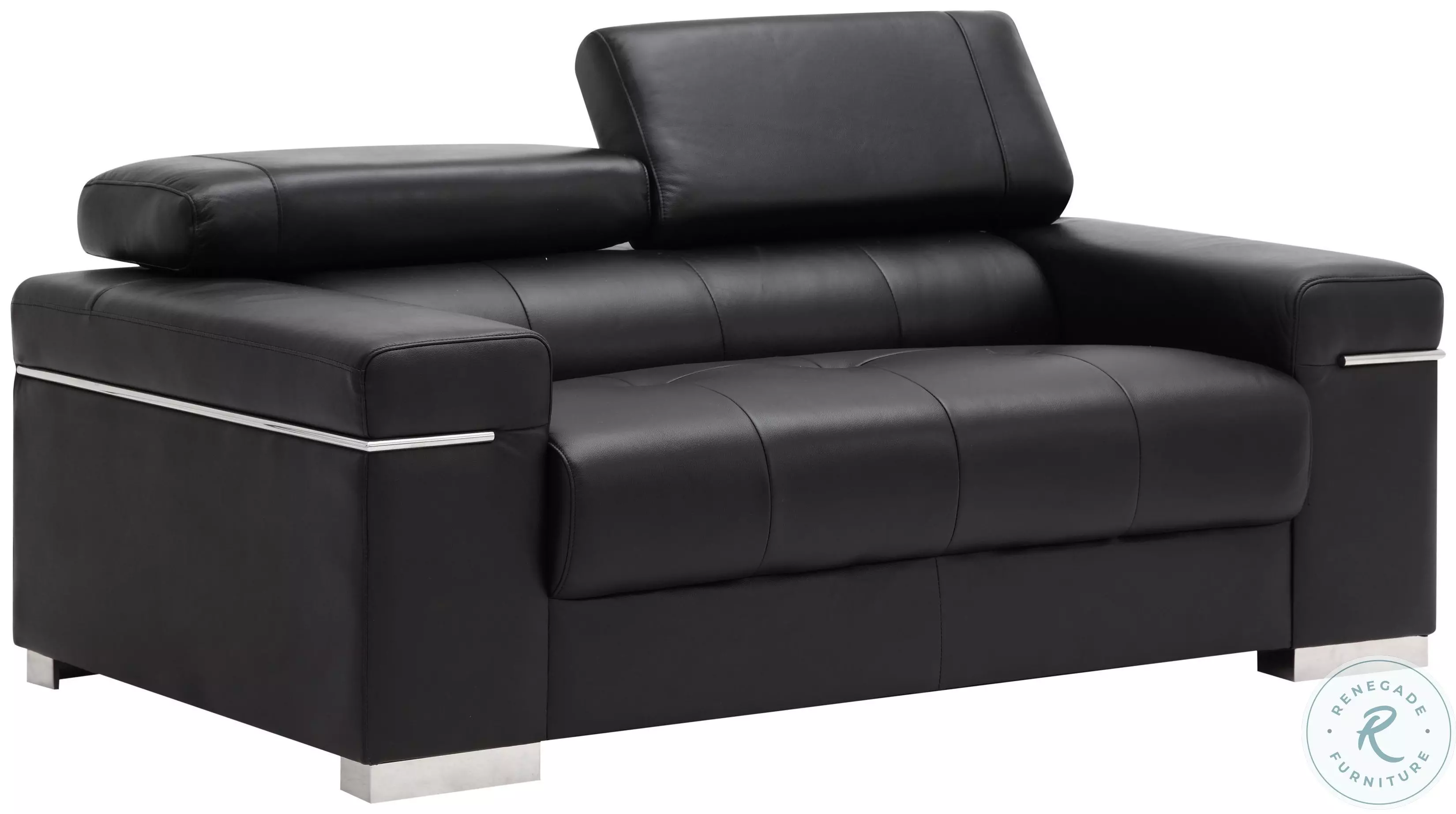 Soho Black Leather Loveseat, 17655111-L-BK, J&M