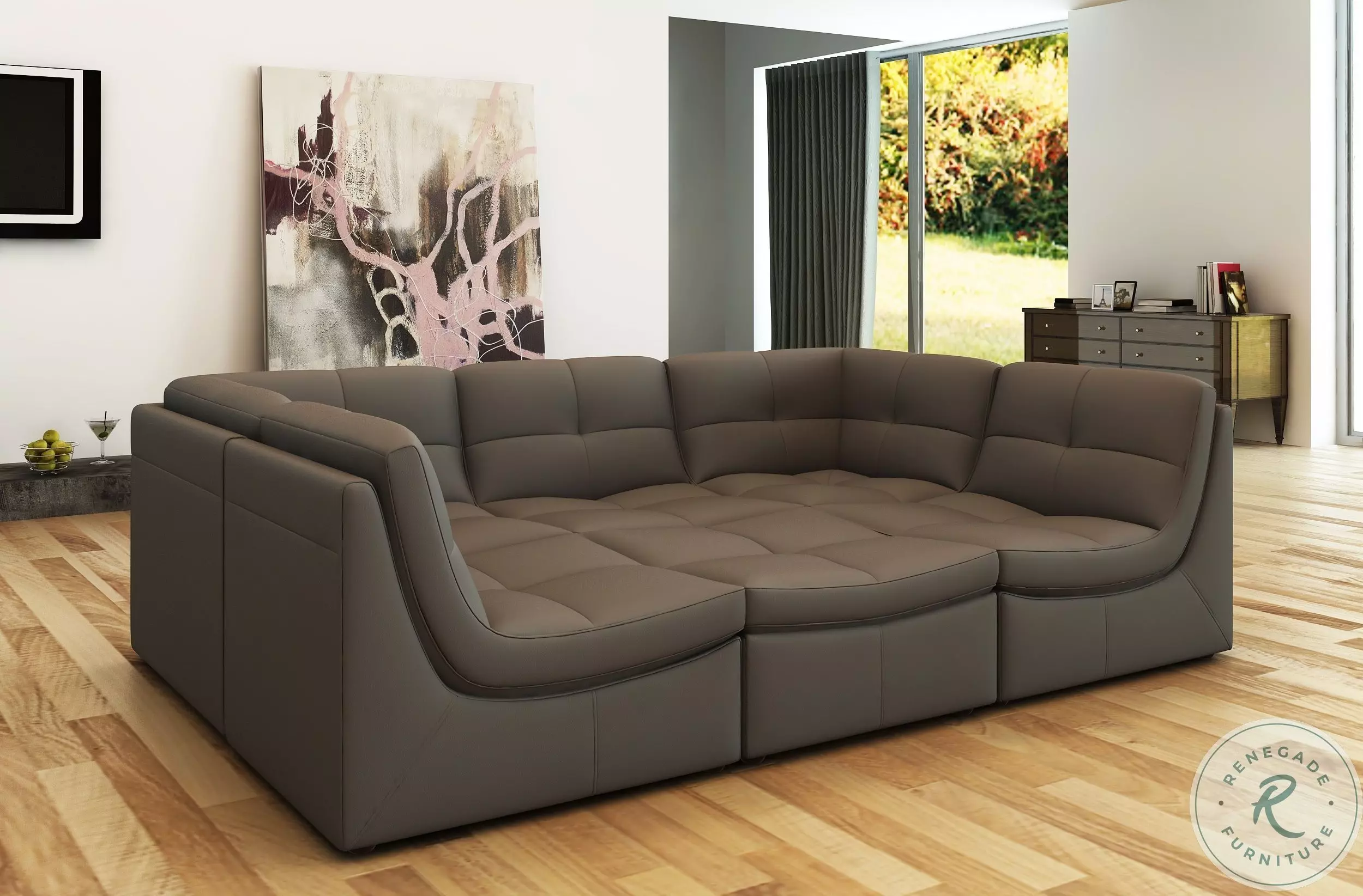 Lego Grey Leather 6 Piece Living Room Set From Home Gallery Stores