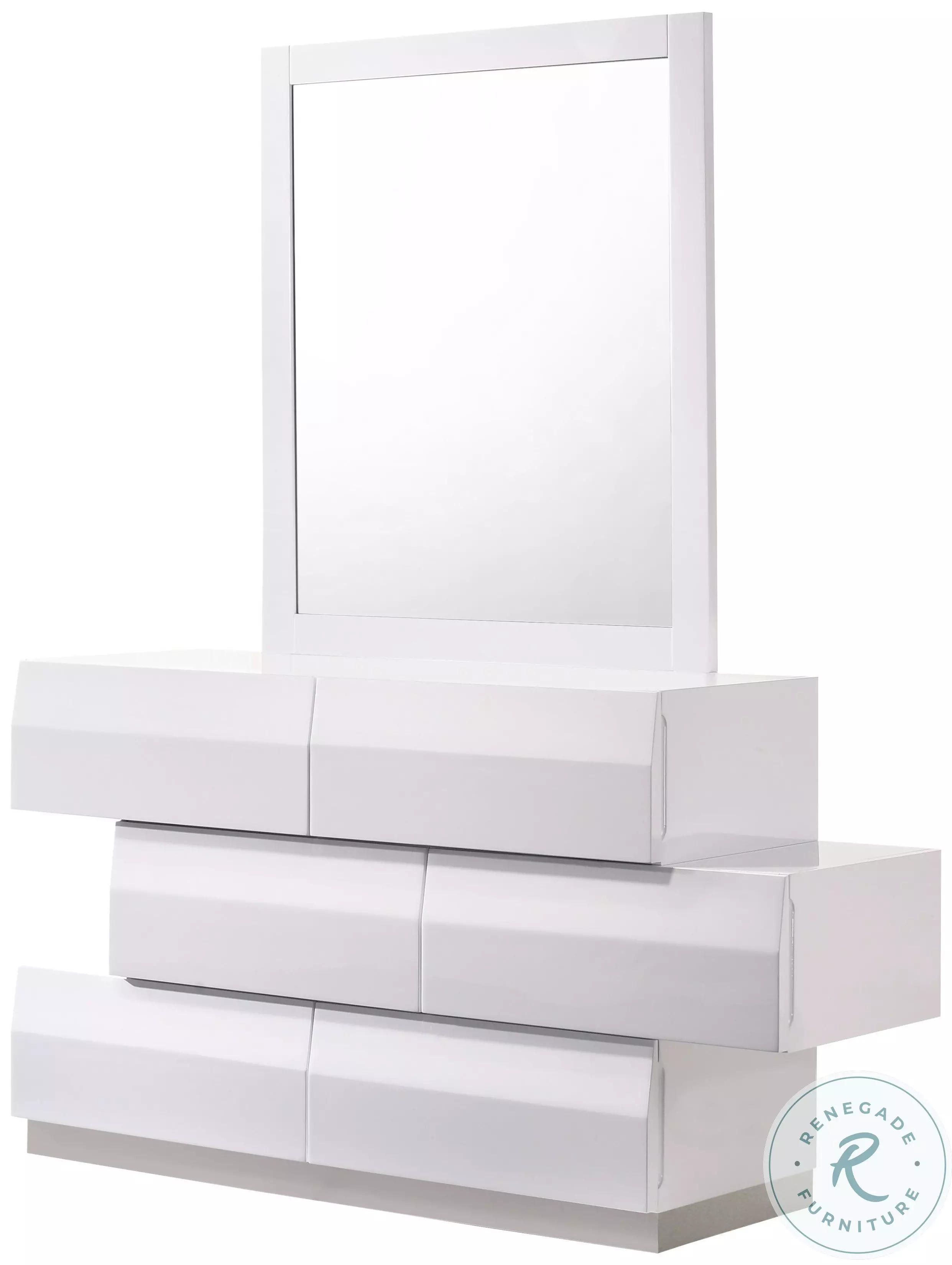 white dresser with mirror modern Furniture of America Rema Contemporary 2-piece White Dresser and Mirror Set, Size: 6