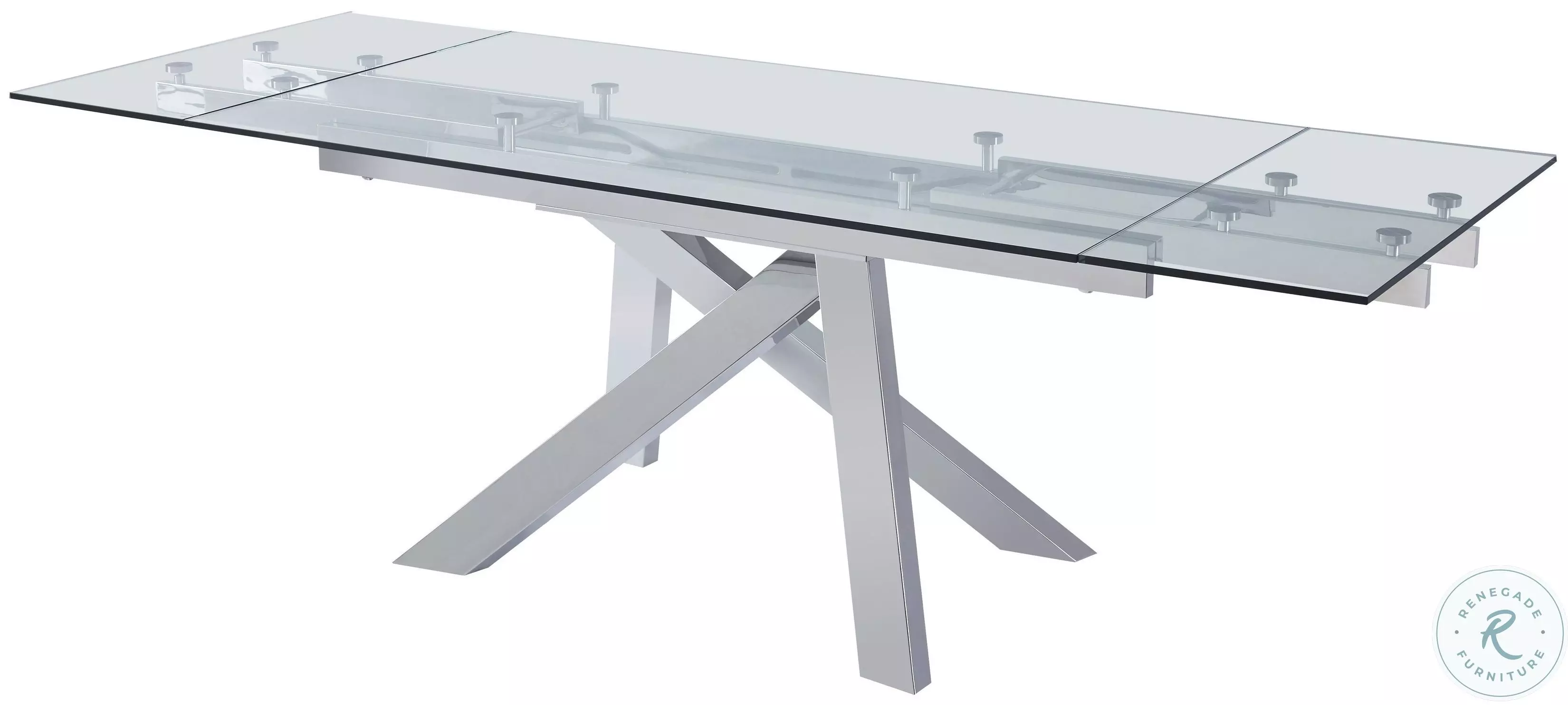 Premier Chrome Glass Top Extendable Dining Table From JNM