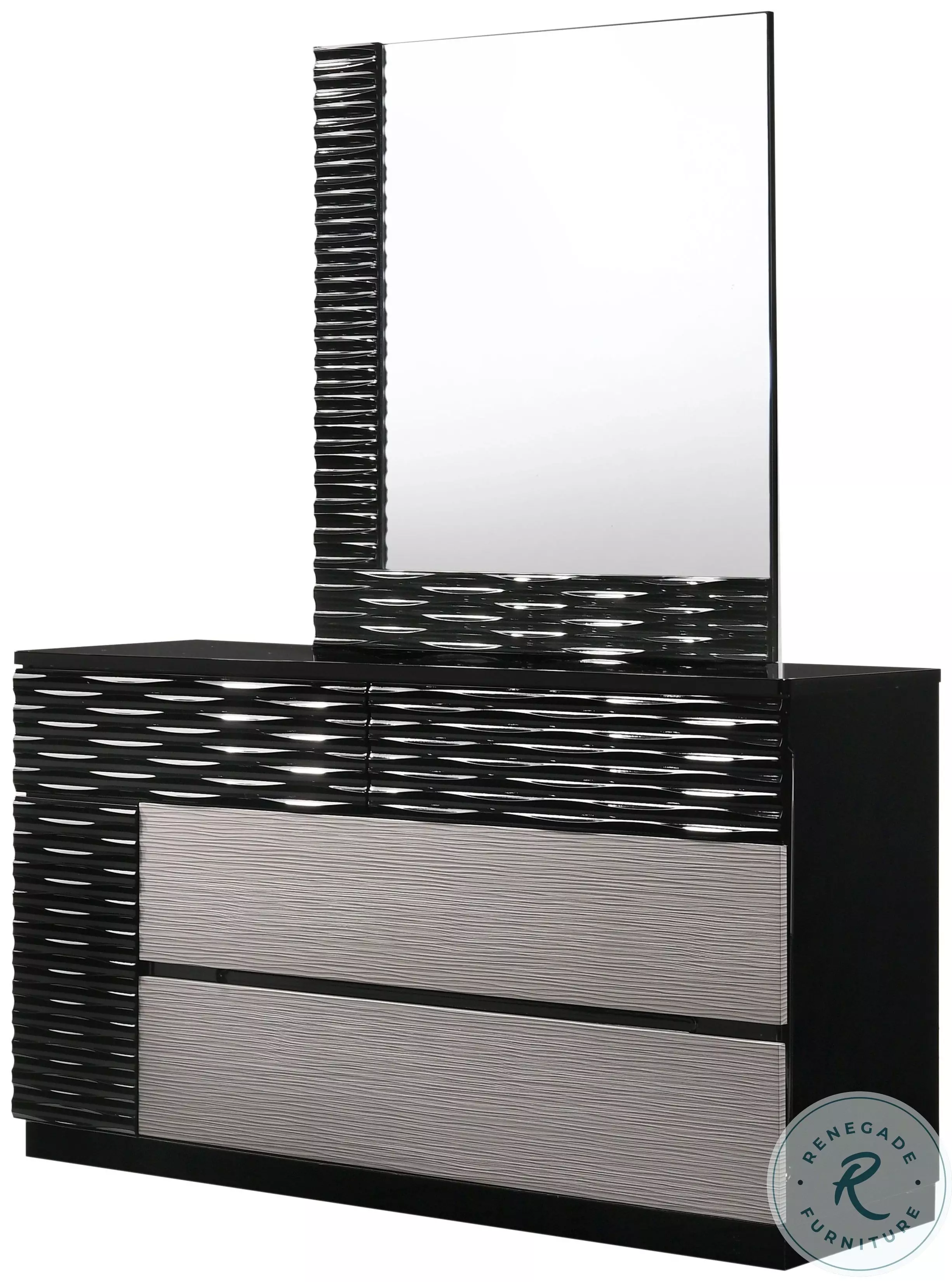 Roma Black and Grey Lacquer Platform Bedroom Set from J&M (17777-Q