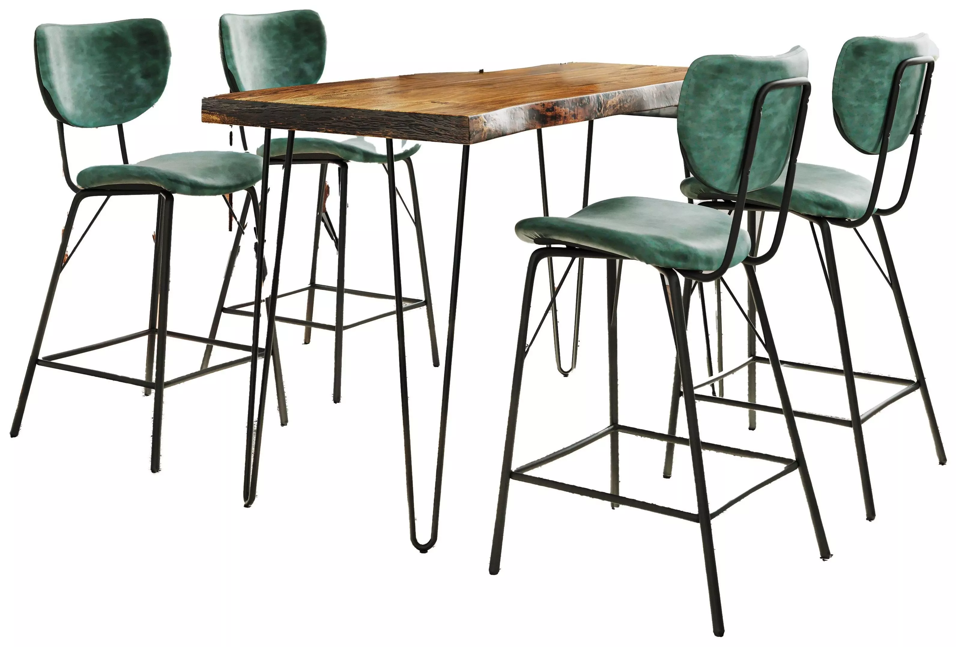 Nature's Edge Chestnut and Jade Upholstered 5 Piece Counter Height Dining Set