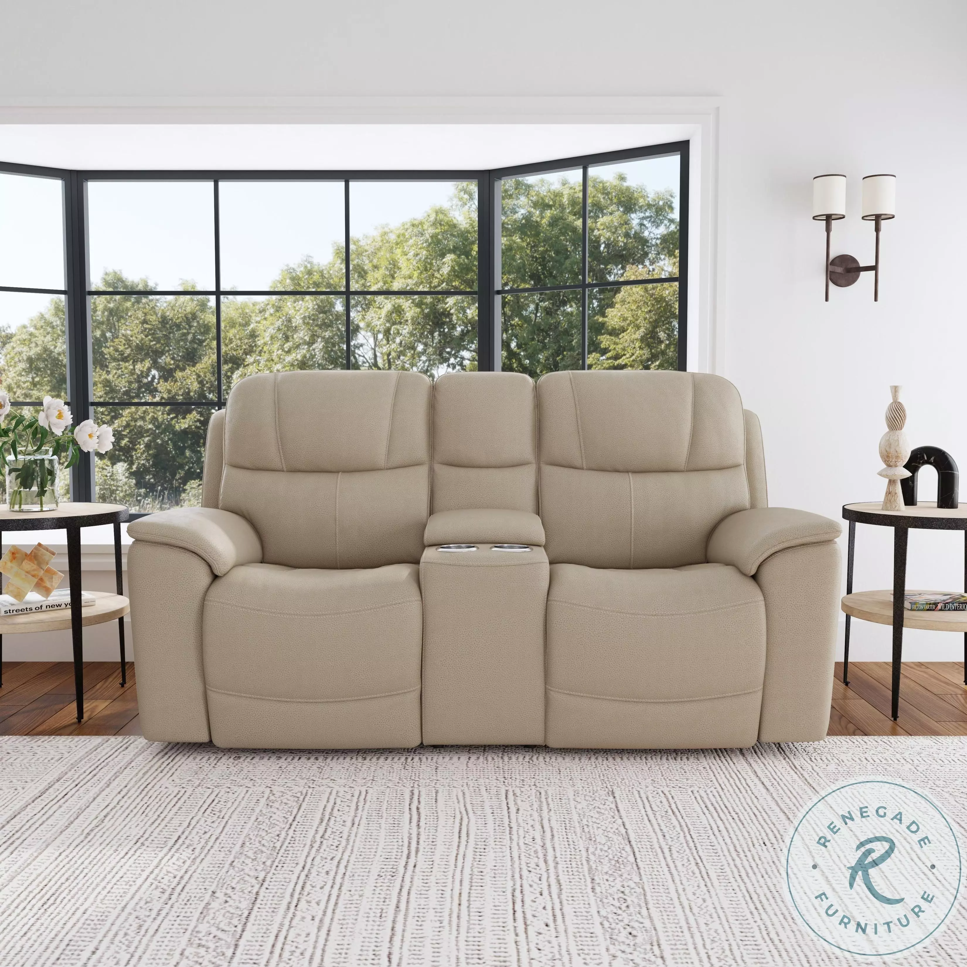 Crew Pebble Power Reclining Console Loveseat with Power