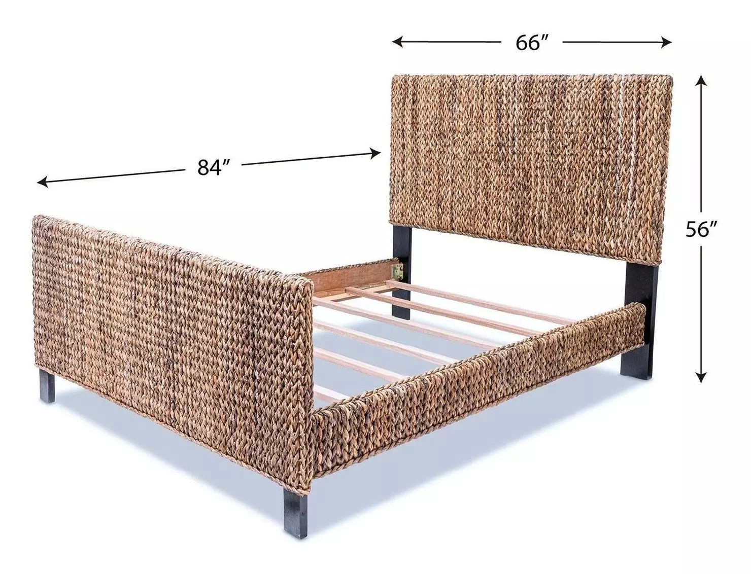 Maui Natural and Black Queen Panel Bed