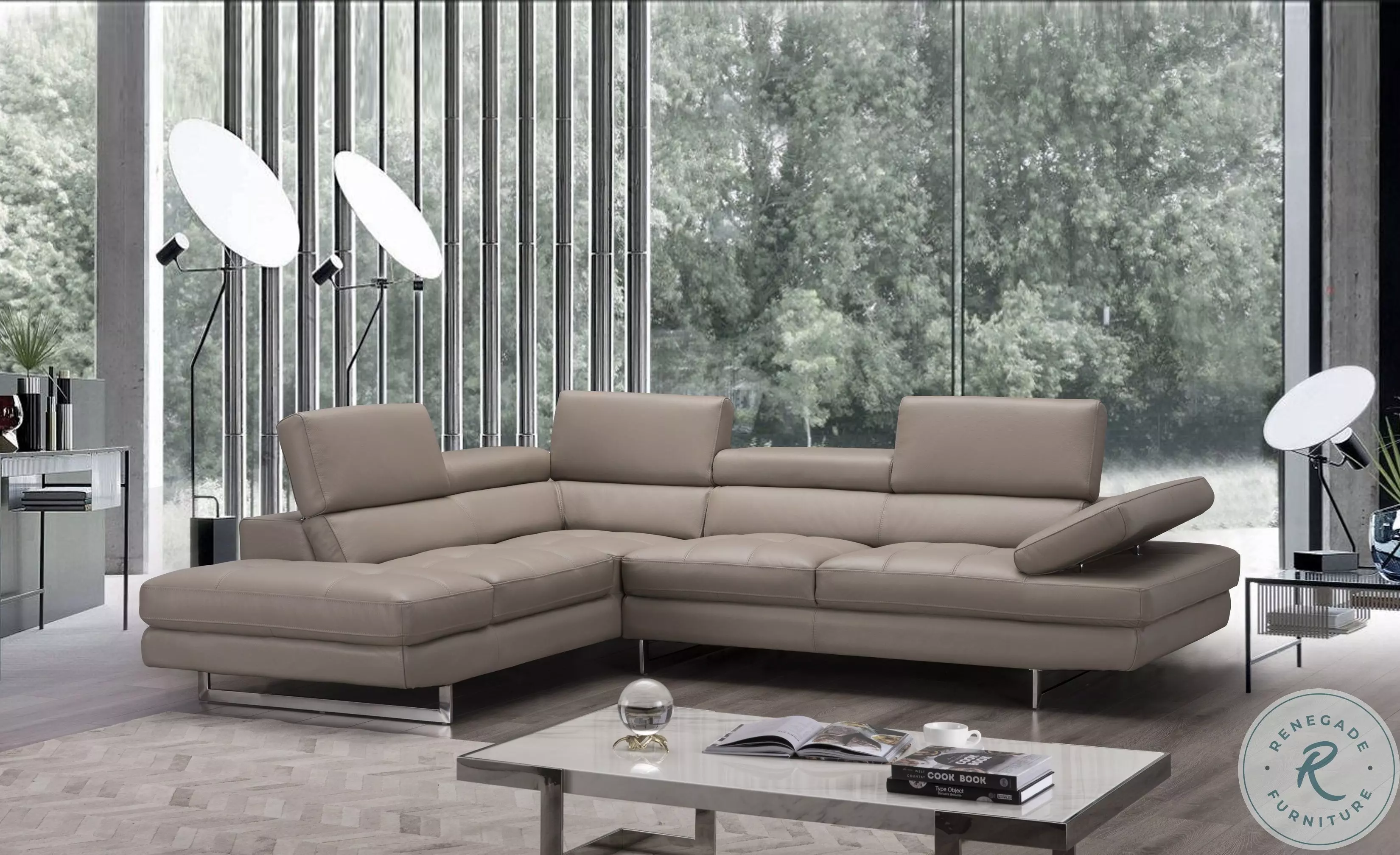 A761 Peanut Italian Leather Sectional From Home Gallery