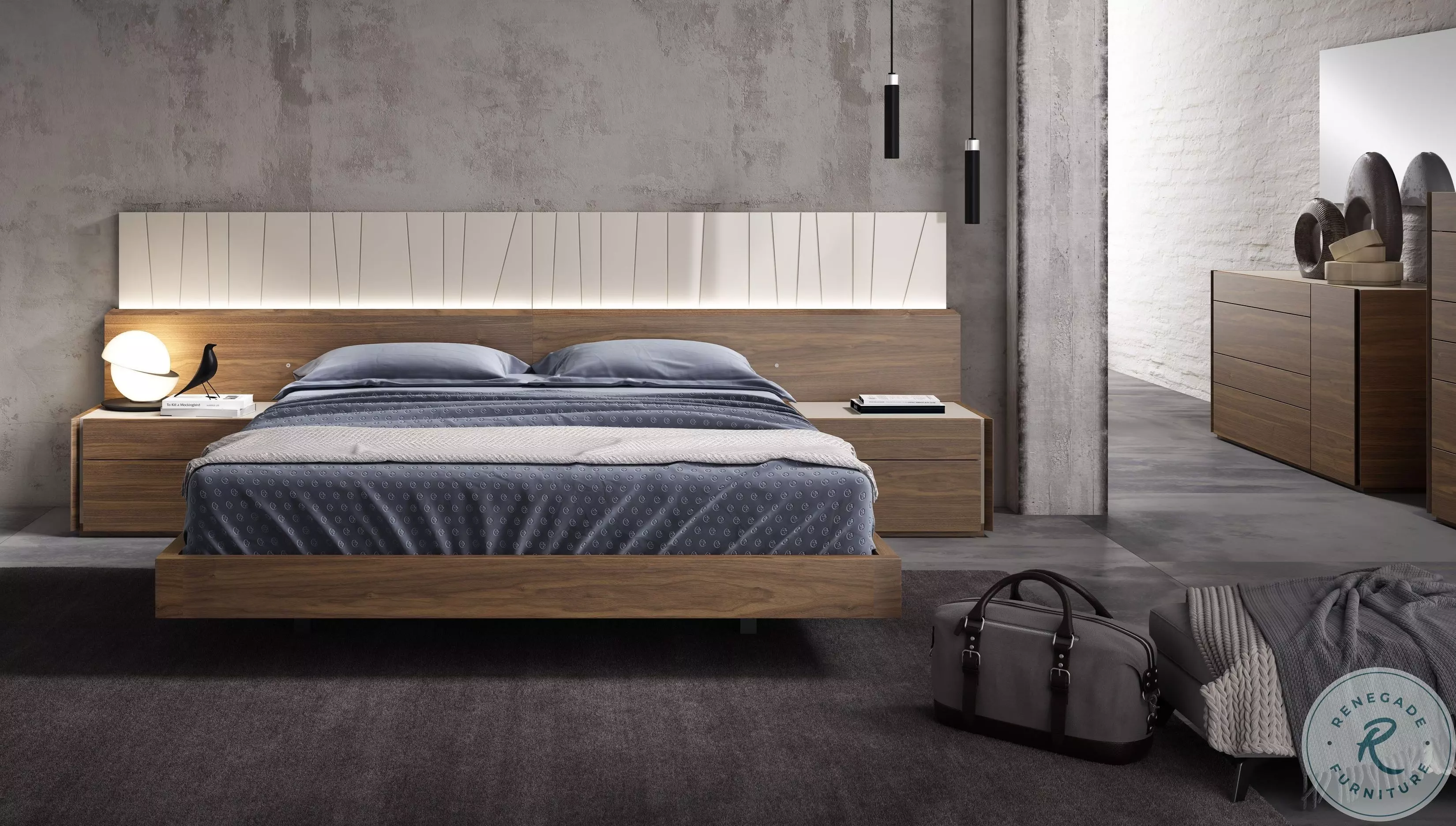 Porto Walnut Queen Platform Bed from JNM | Coleman Furniture