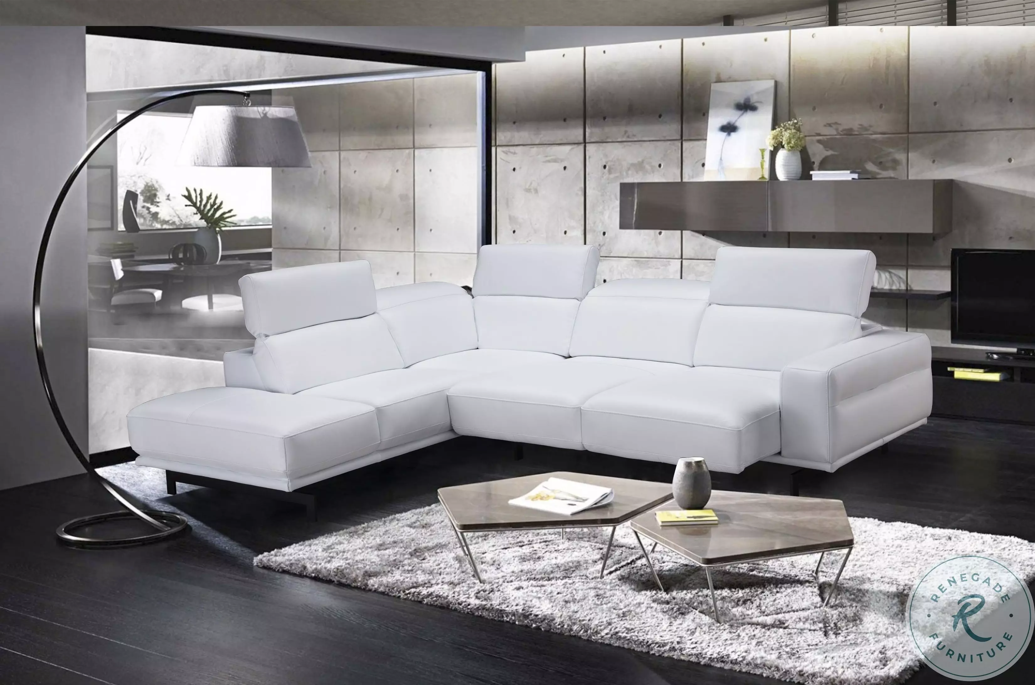 Davenport Snow White Top Grain Leather LAF Sectional From JNM