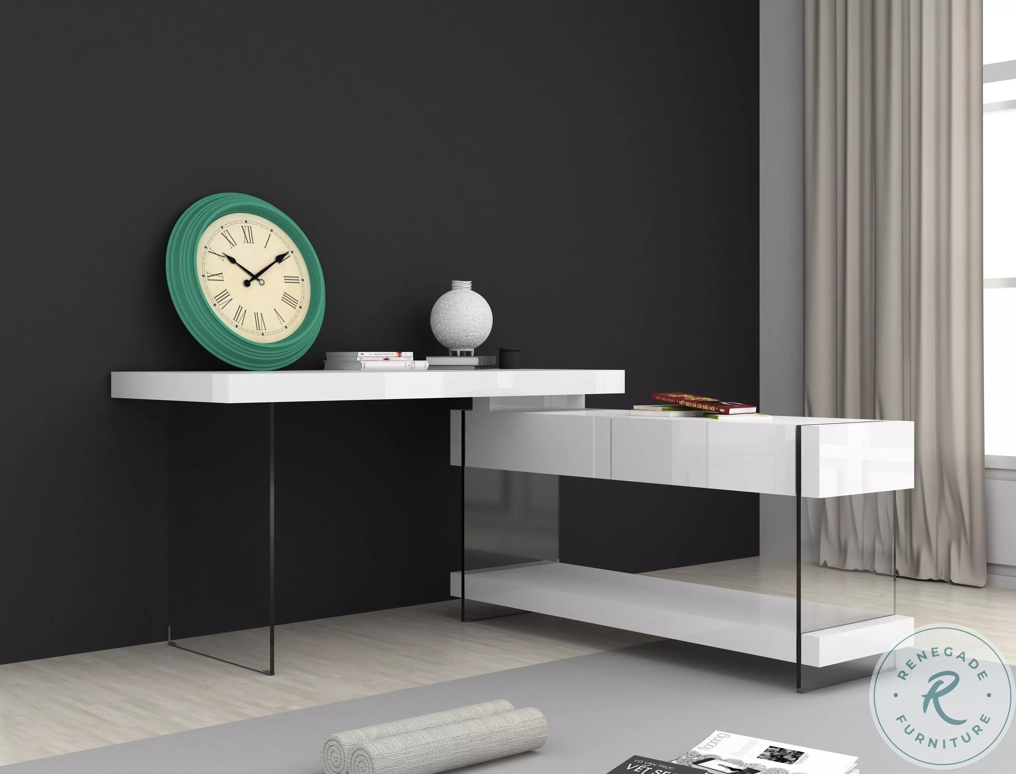 Cloud White High Gloss Desk from JNM | Coleman Furniture