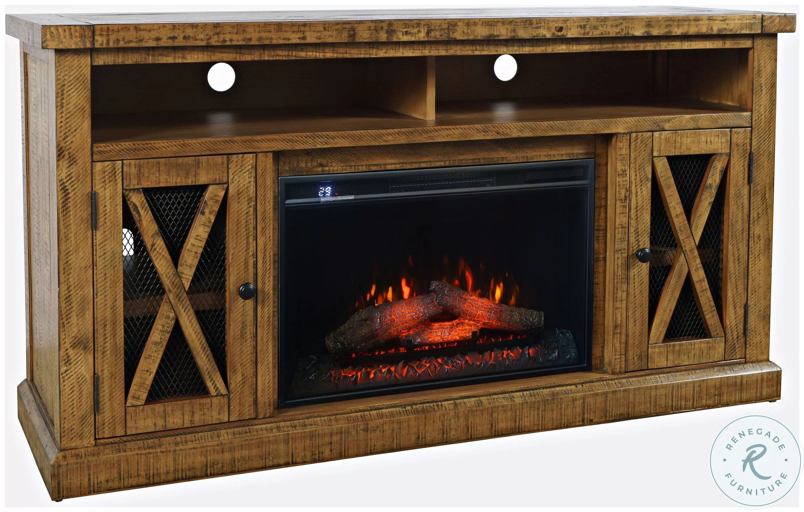 Telluride Gold 60" TV Stand with Electric Fireplace From Jofran ...