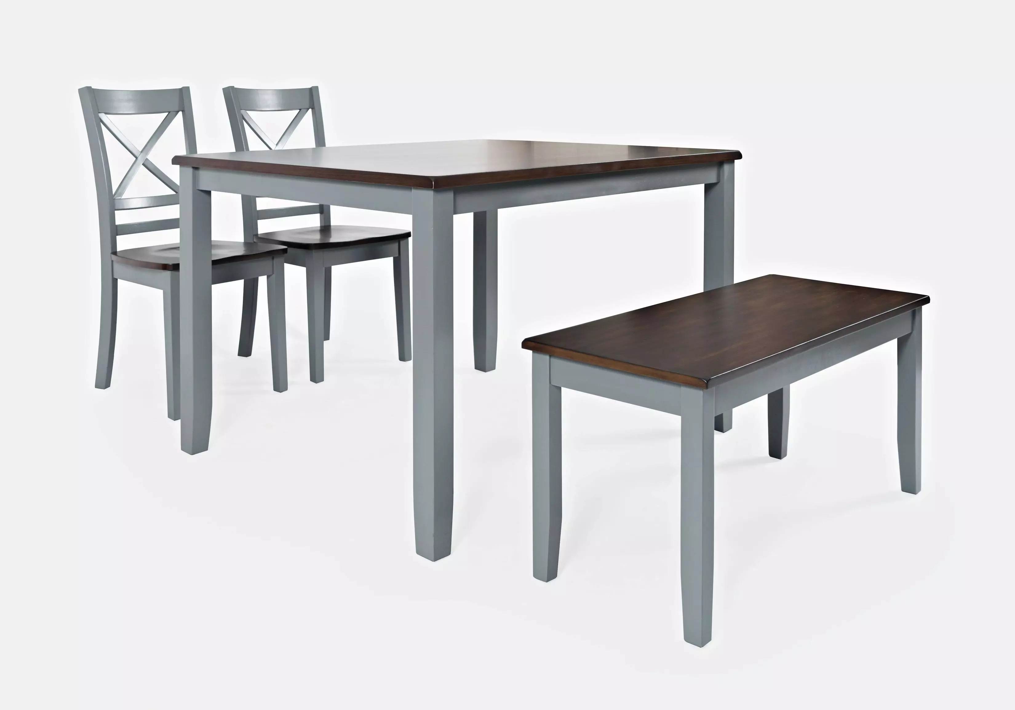 Jofran Asbury Park Solid Wood Farmhouse Four Piece Dining Set with Bench