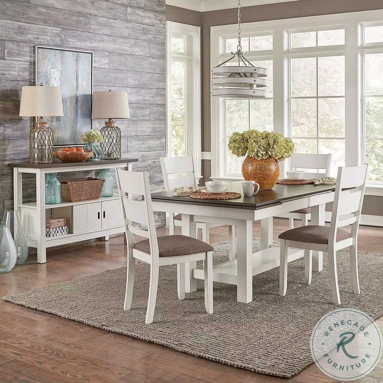 Brook Bay Textured White With Carbon Gray Trestle Extendable
