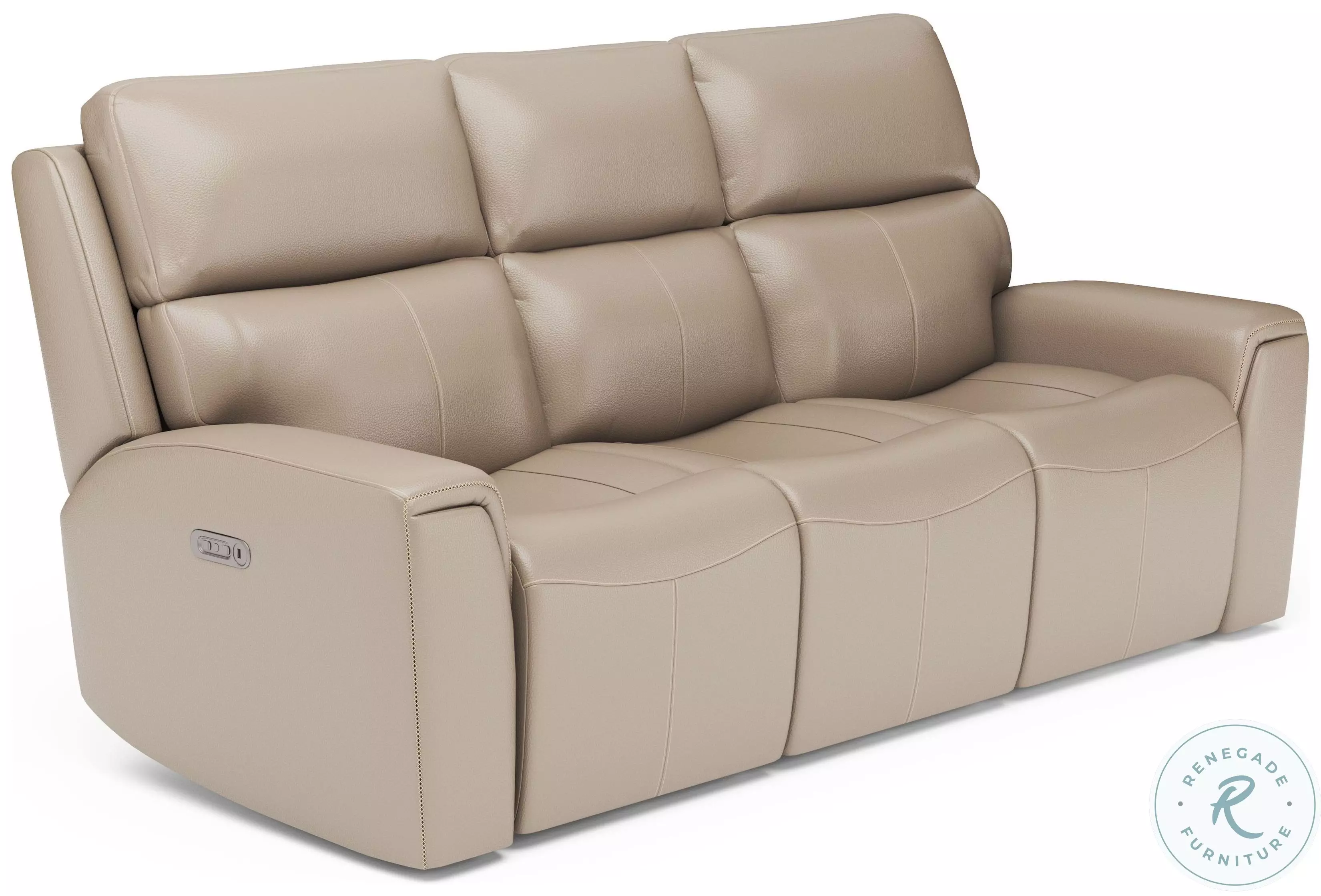 Jarvis Parchment Leather Power Reclining Sofa With Power Headrest