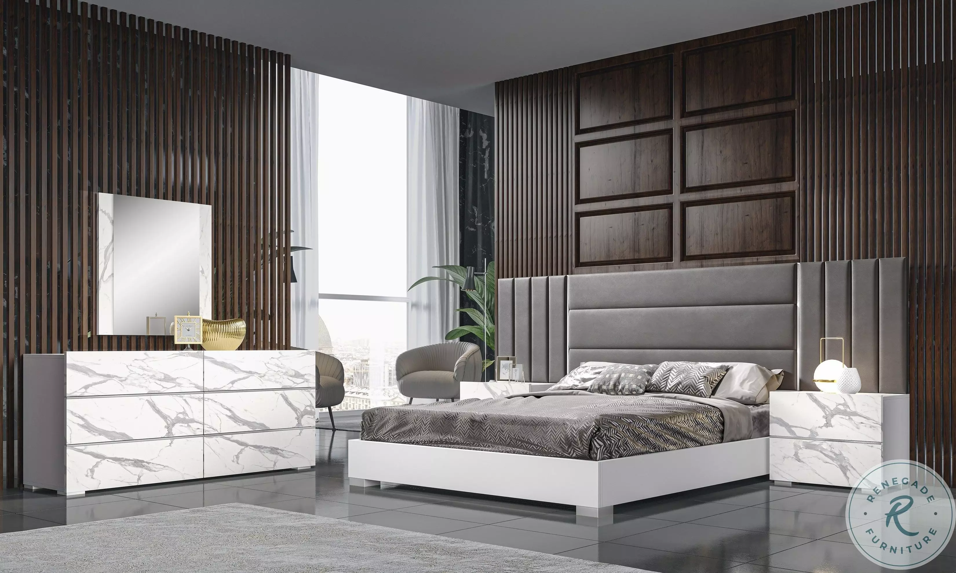 Nina White Lacquer King Platform Bed From JNM | Coleman