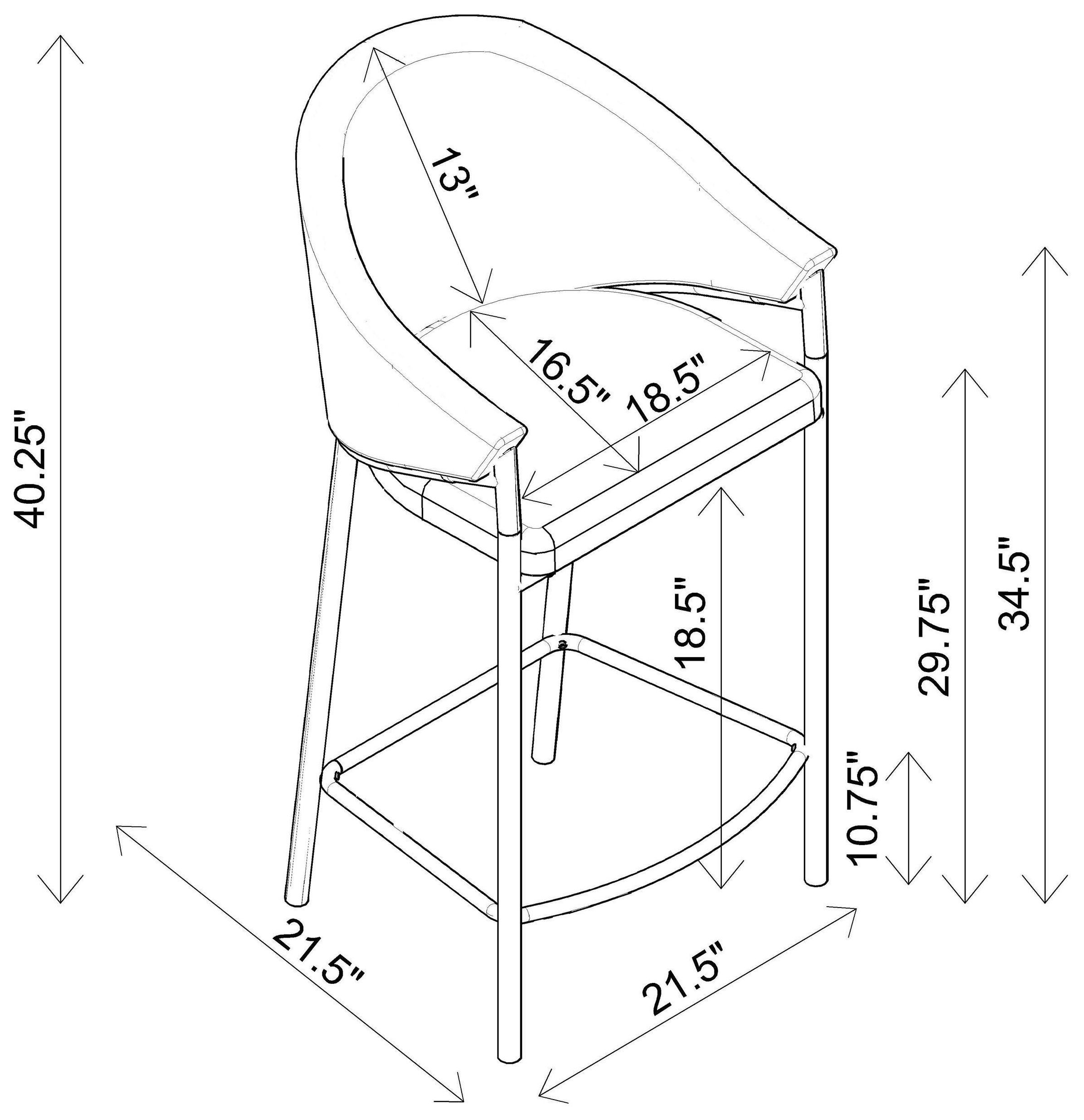 Chadwick Beige And Glossy Black Sloped Arm Bar Stool Set of 2