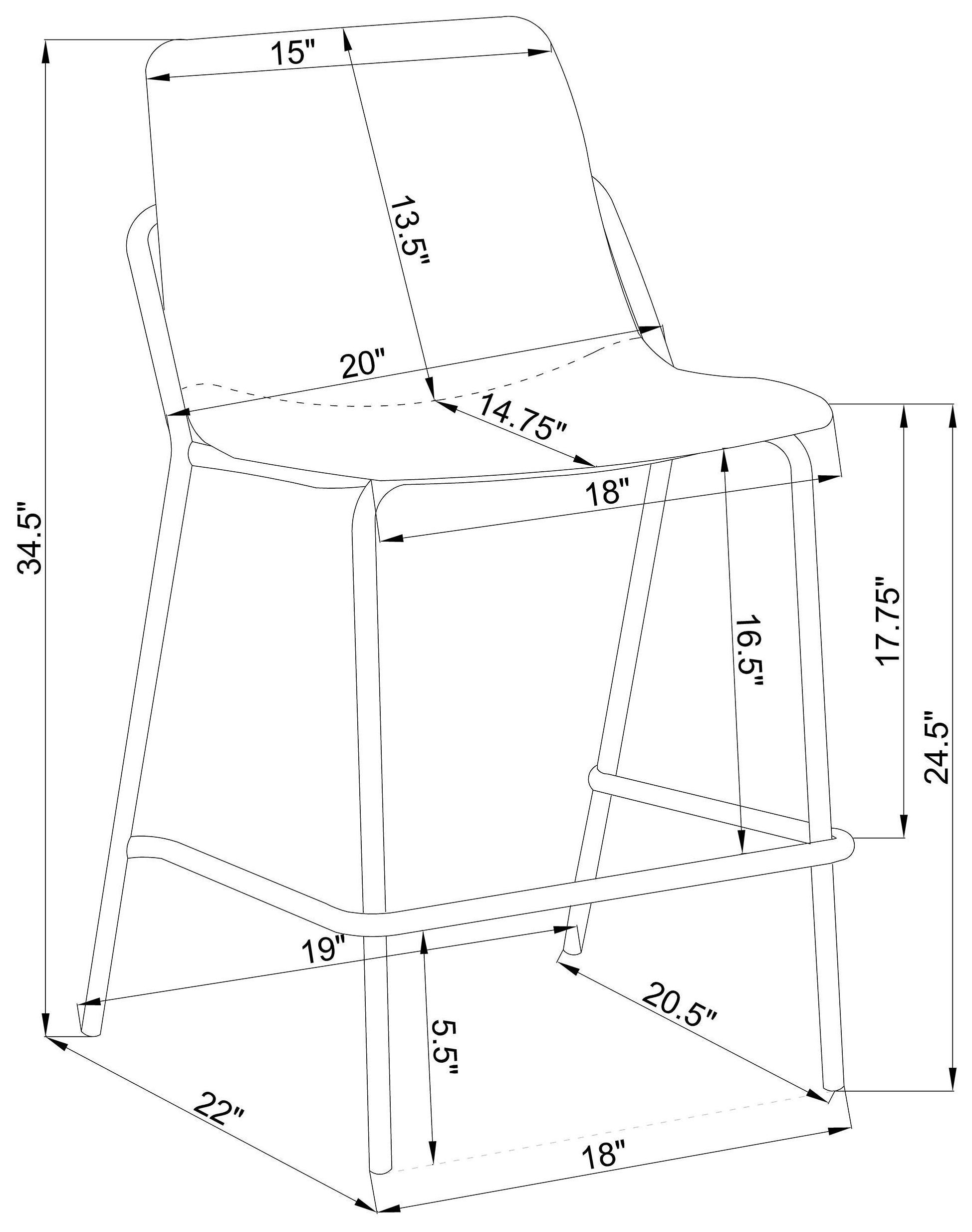 Earnest Grey And Black Solid Back Upholstered Counter Height Stool Set of 2