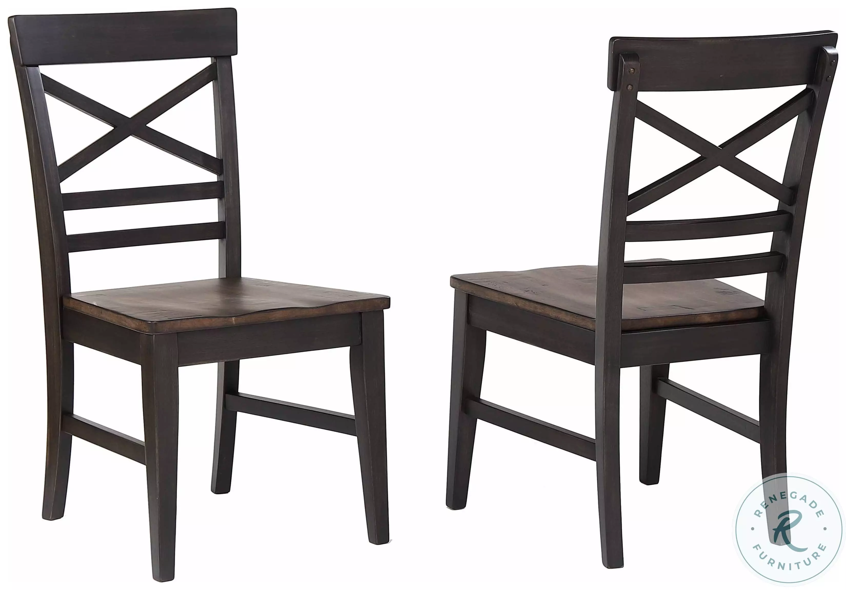 Ashford Black And Rustic Walnut X Back Side Chair Set Of 2 From