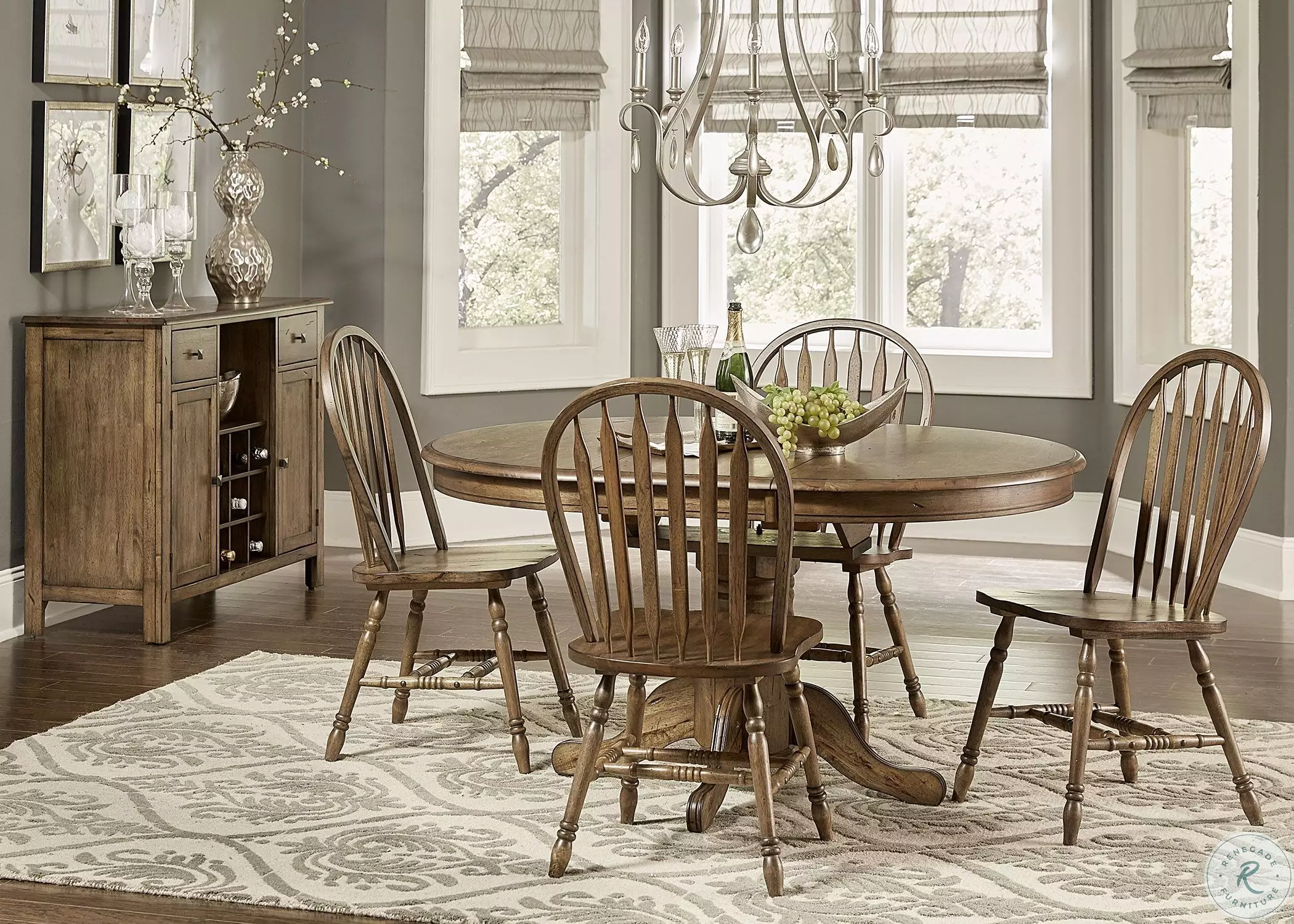 Carolina Crossing Antique Honey Oval Pedestal Extendable Dining