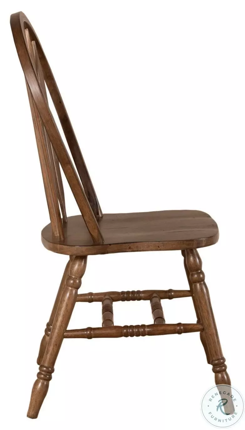 Savannah Crossing Antique Honey Windsor Side Chair Set of 2 From