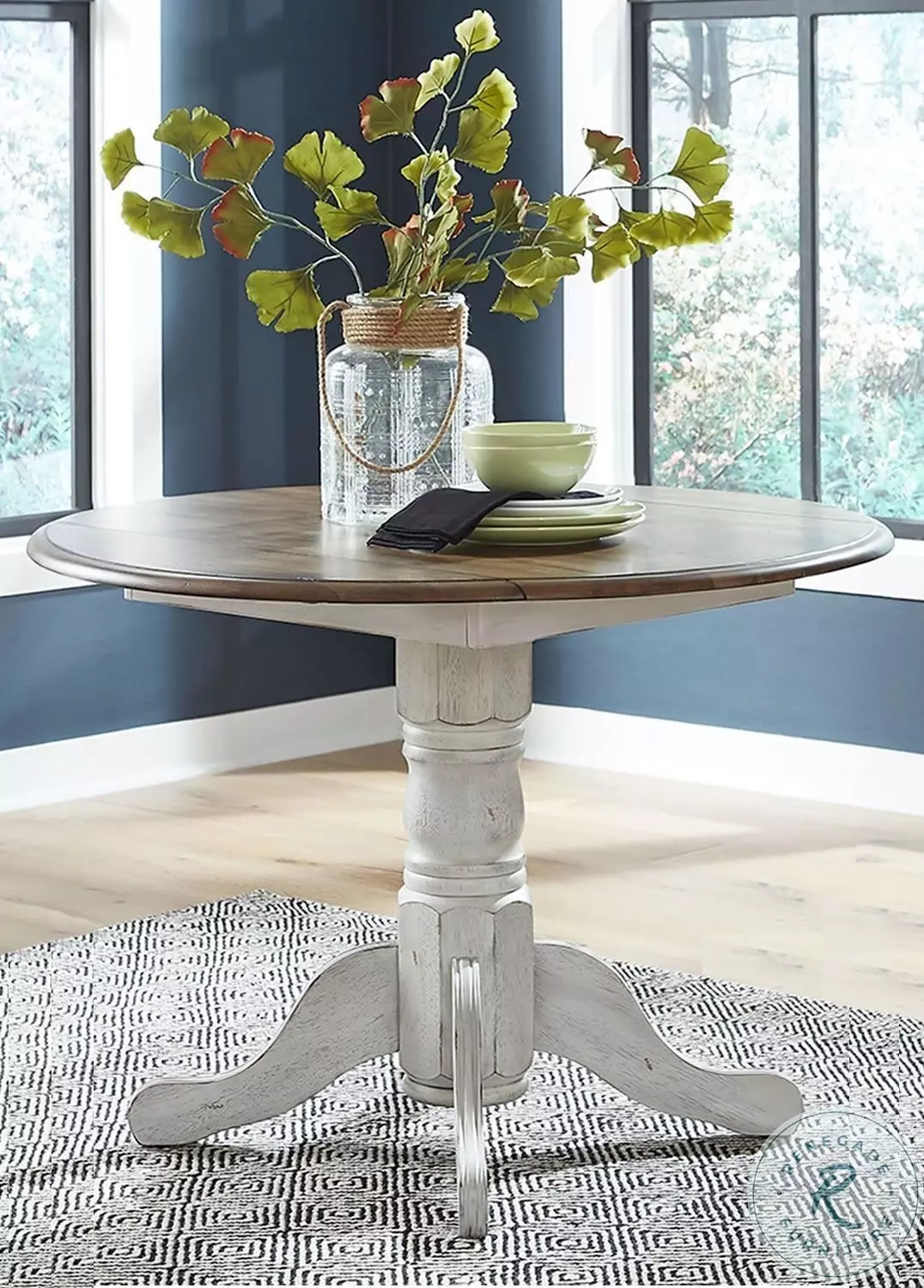 Savannah Crossing Antique Honey And White Drop Leaf Extendable