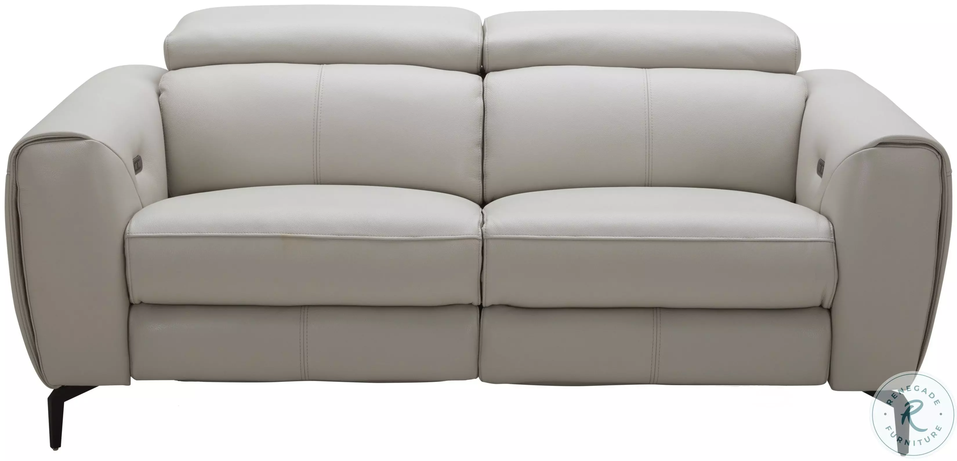 Lorenzo Light Grey Italian Leather Reclining Loveseat From Home