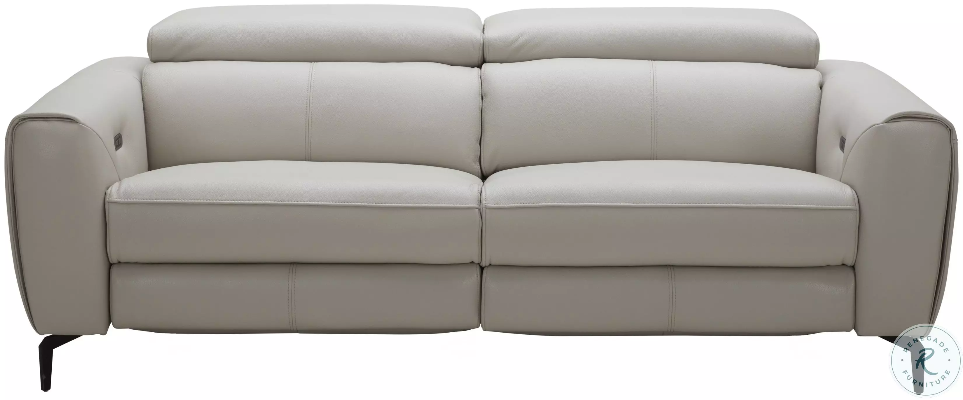 Lorenzo Light Grey Italian Leather Power Reclining Sofa from JNM