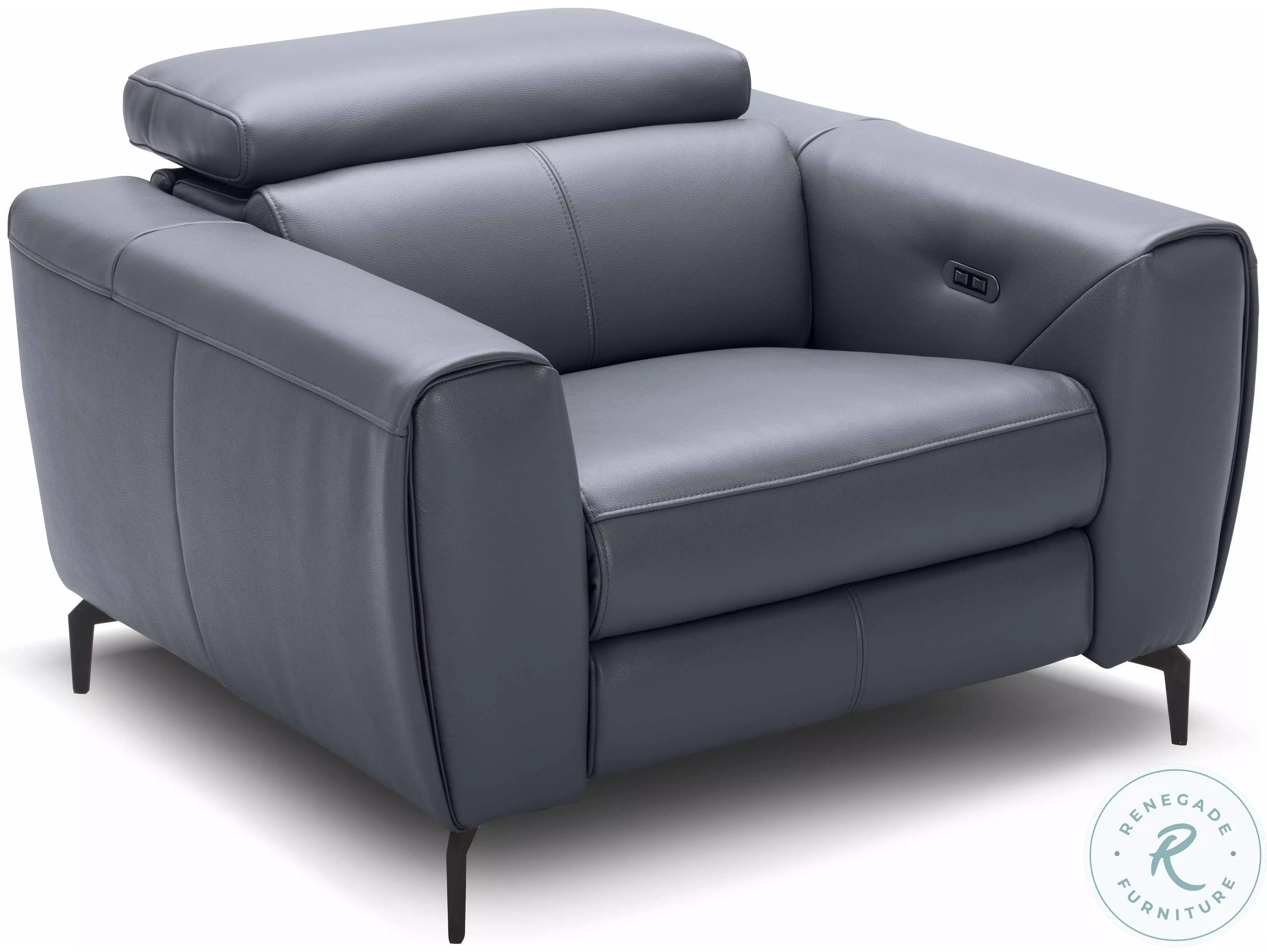 LORENZOASOLA 48 ロレンツォアゾラ Lorenzo Blue Grey Italian Leather Power Recliner from JNM