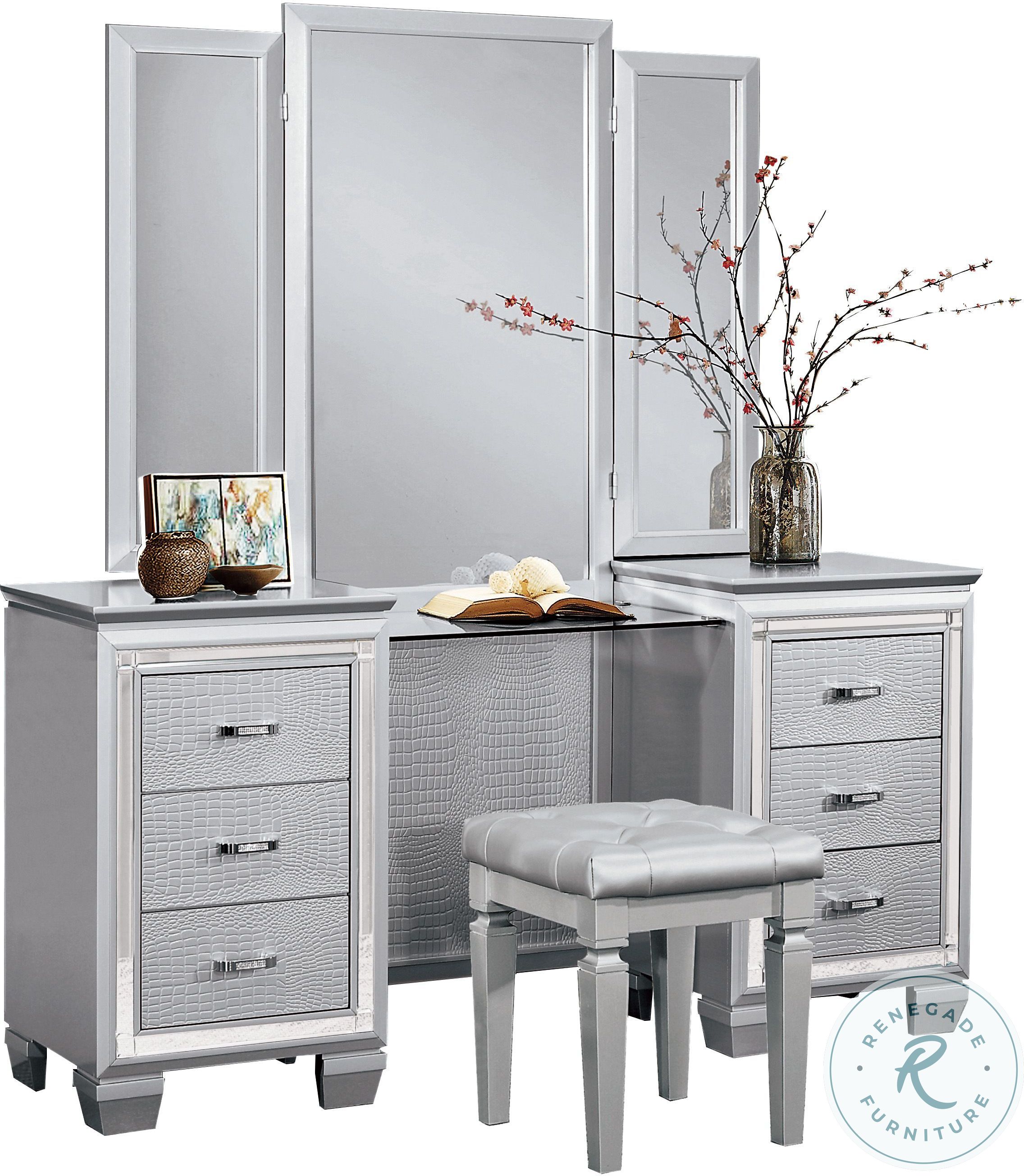 Allura Silver Upholstered Panel Bedroom Set from Homelegance Coleman