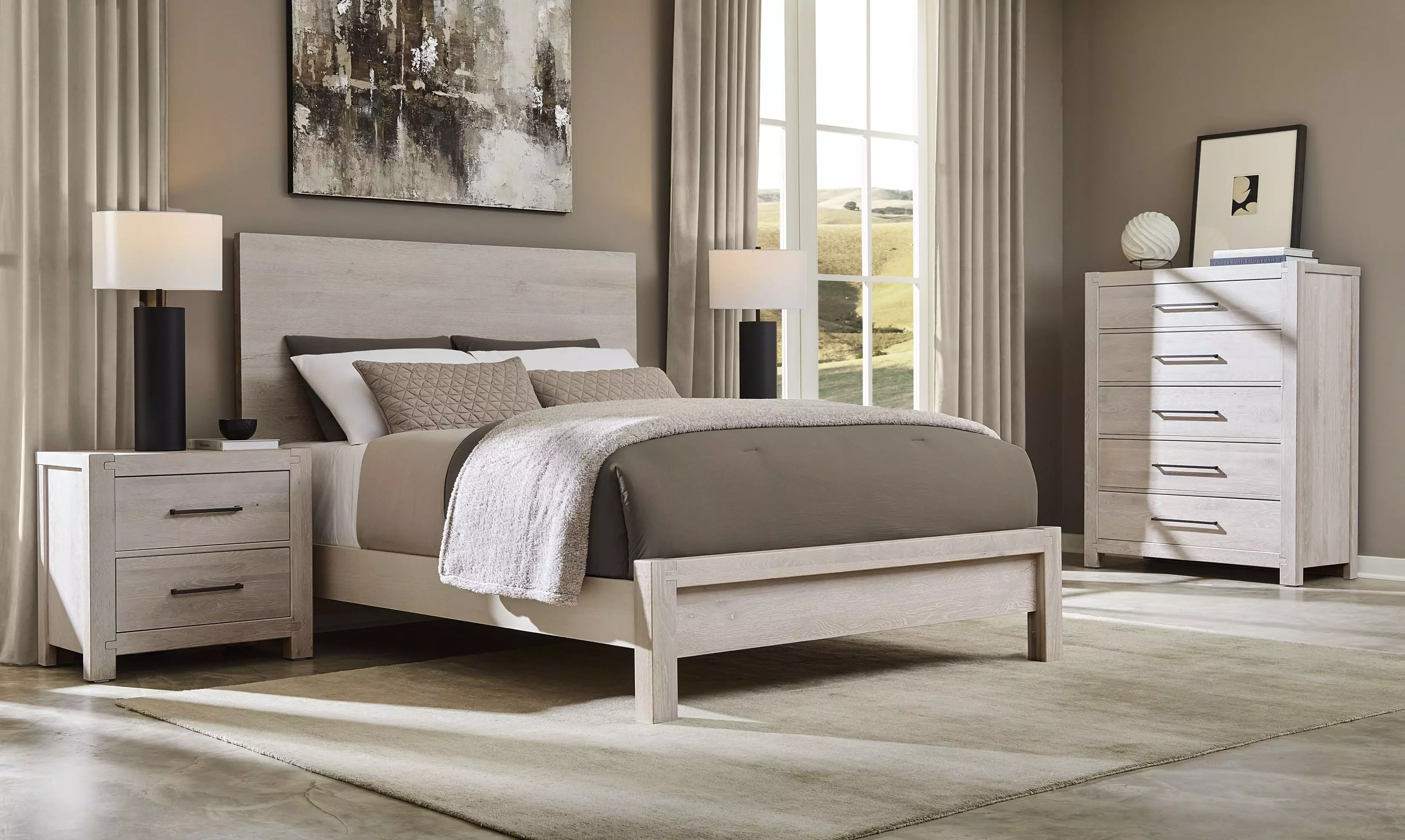Joinery Washed White Oak Plank Panel Bedroom Set From Vaughan