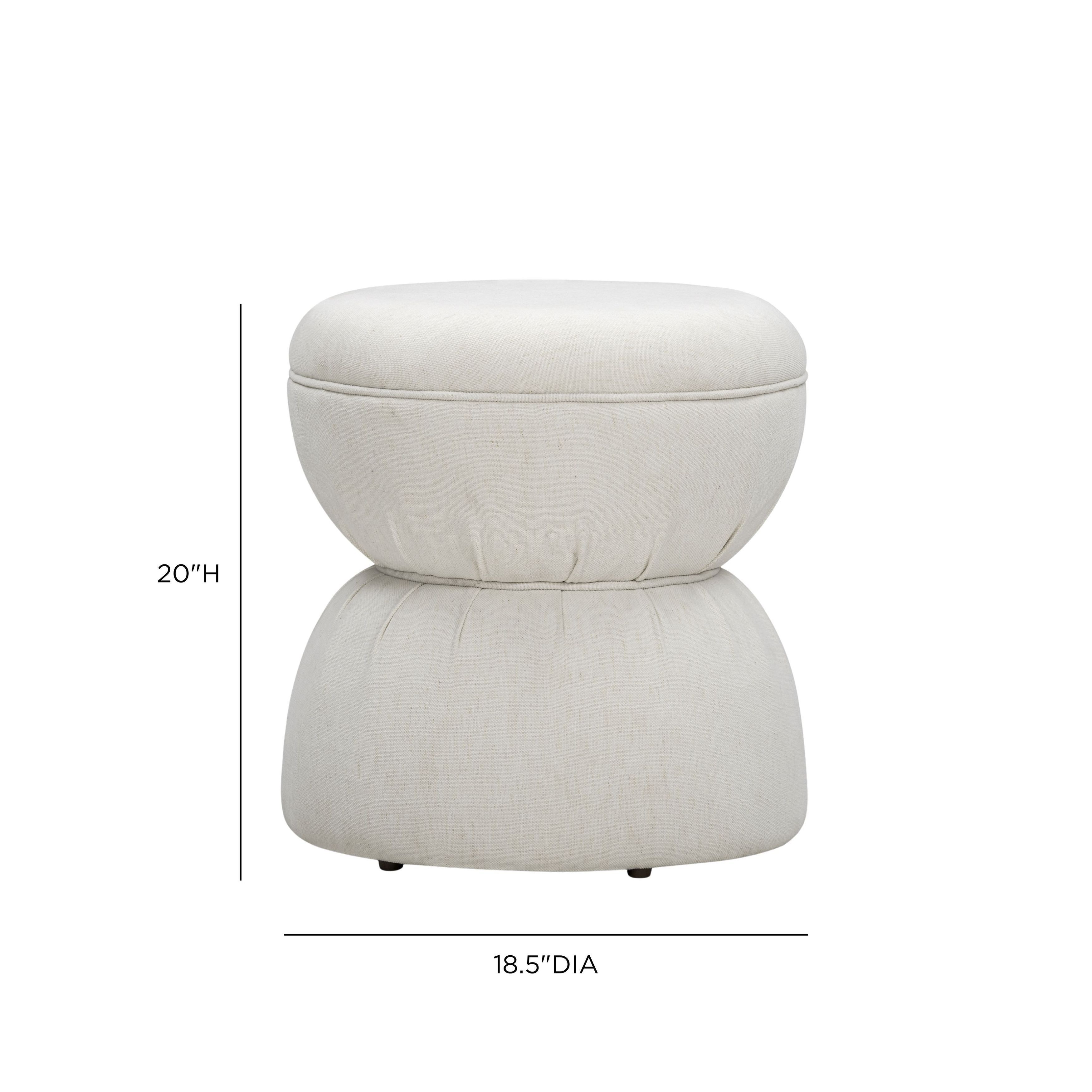 Tomlin Cream Performance Fabric Upholstered Round Ottoman