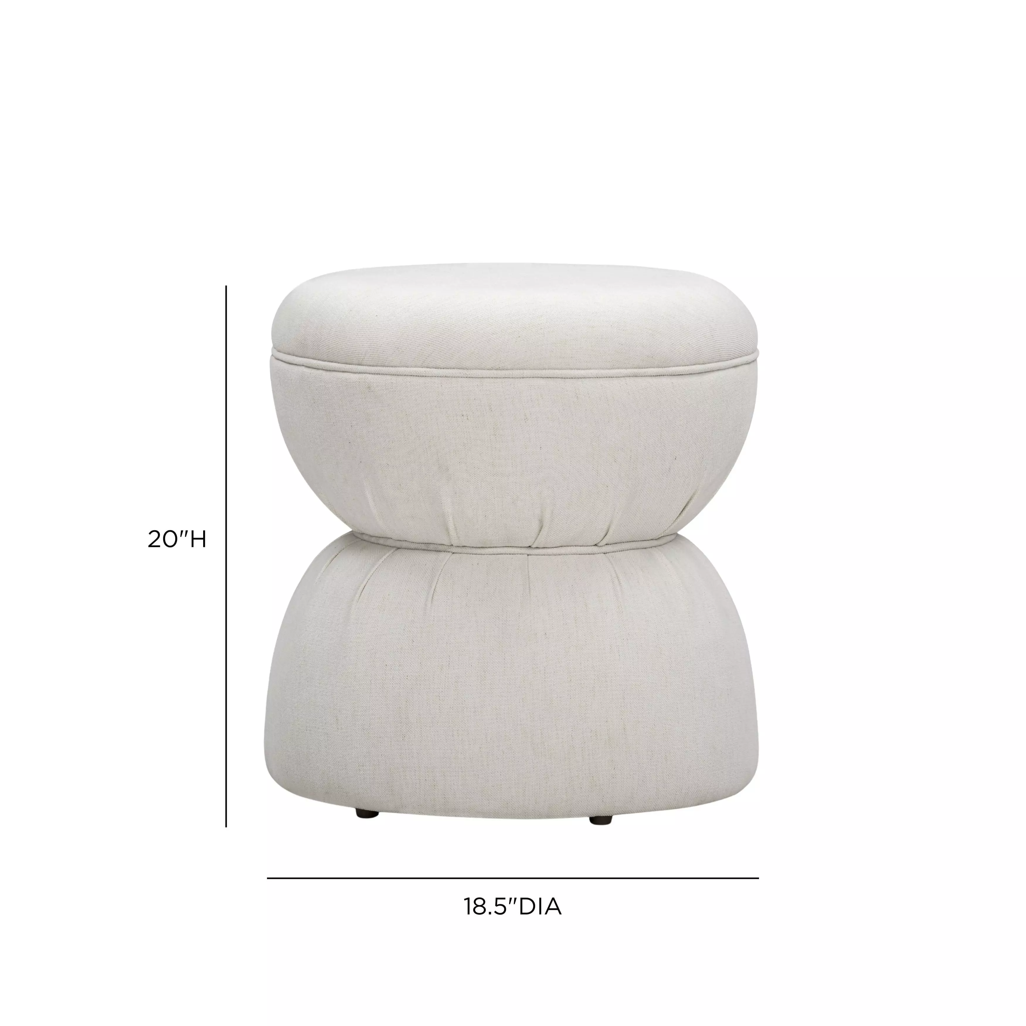 Tomlin Cream Performance Fabric Upholstered Round Ottoman