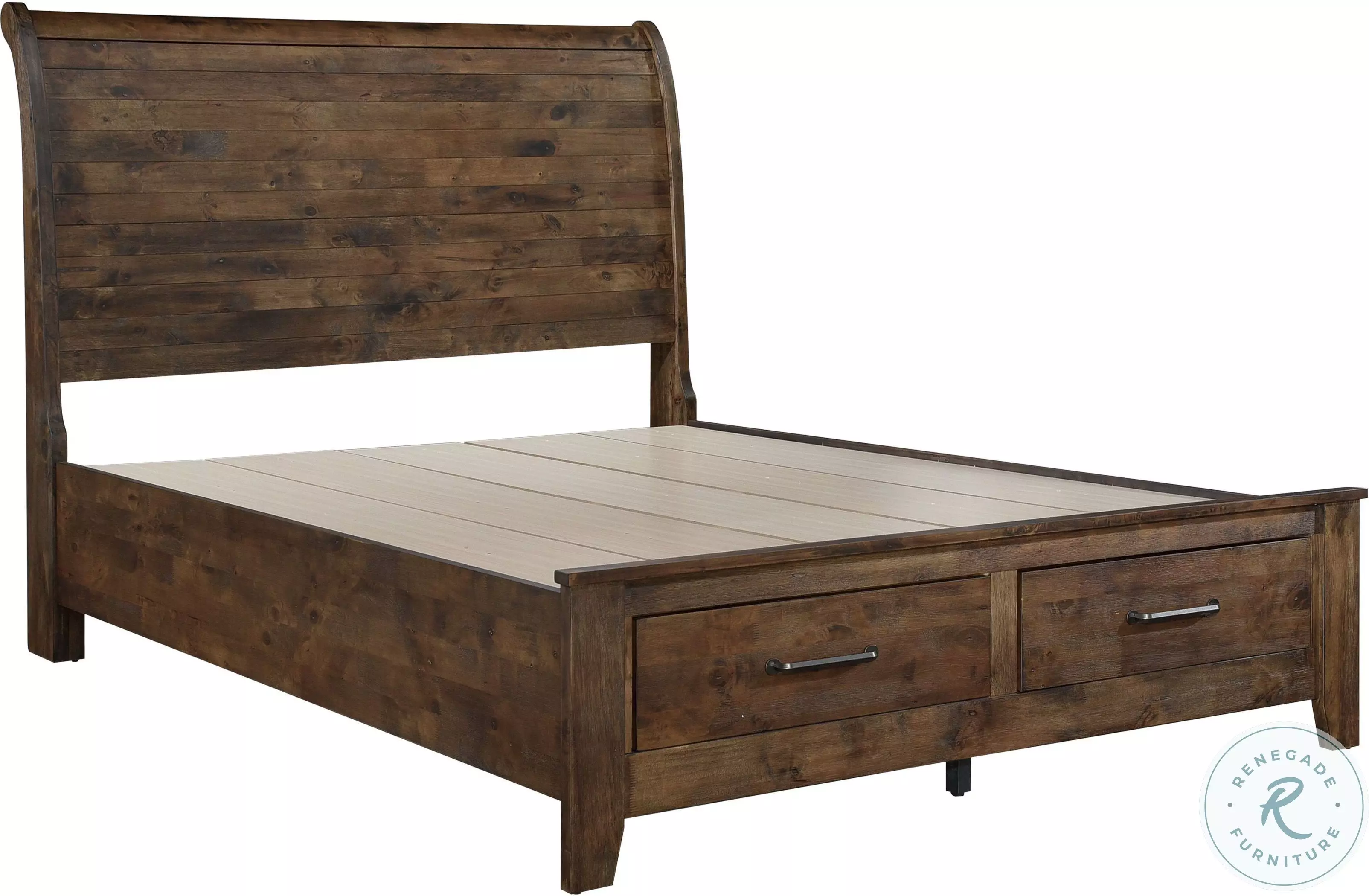 Jerrick Burnished Brown Queen Sleigh Platform Bed From Home