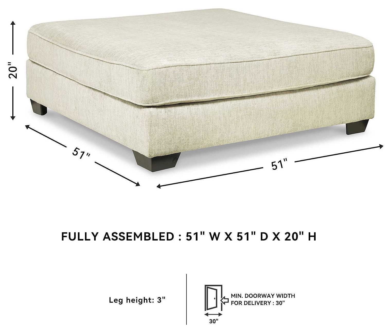 Rawcliffe Parchment Oversized Accent Ottoman